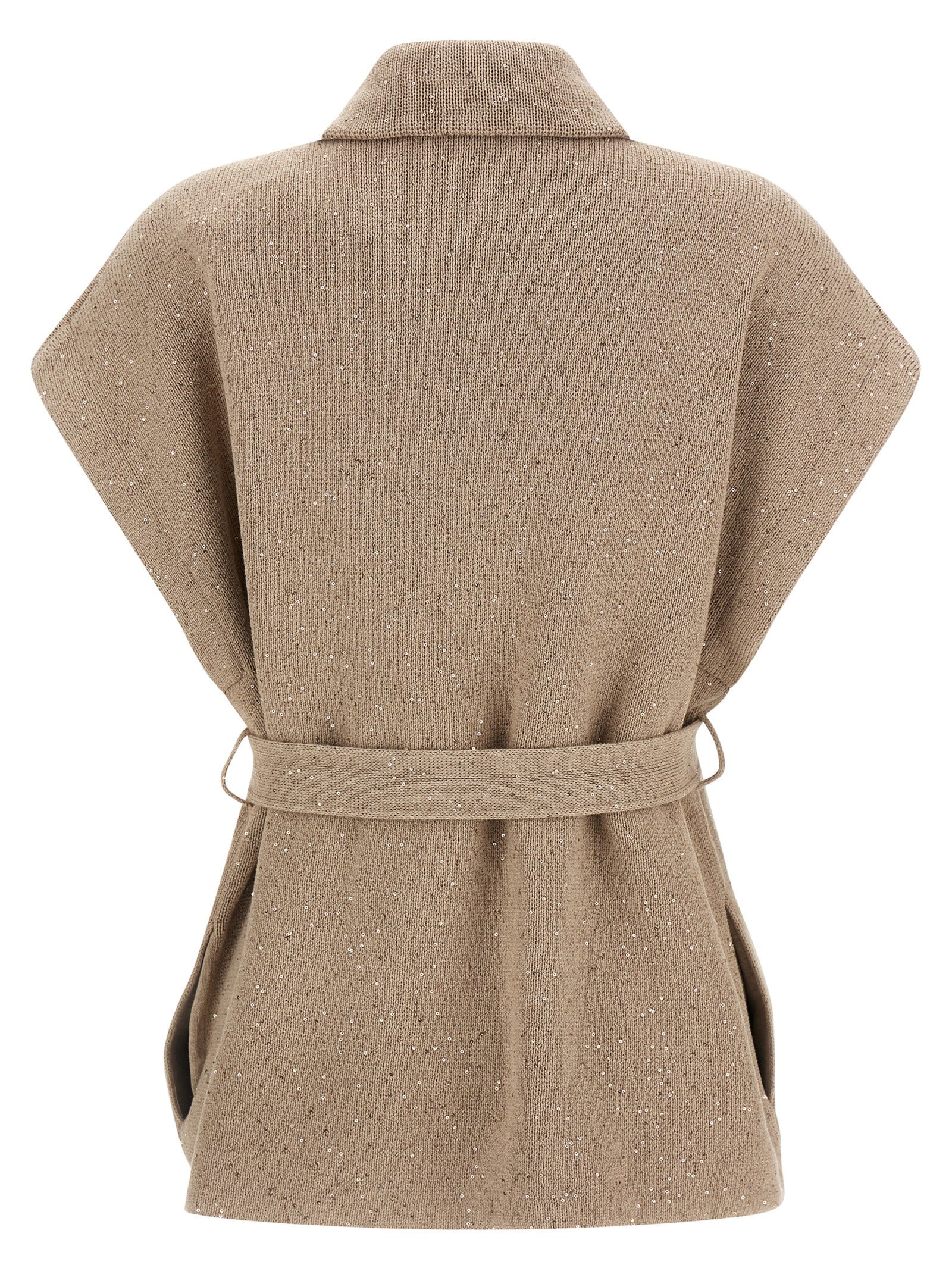 Brunello Cucinelli Beige Cotton Cardigan - Designer Luxury Couture