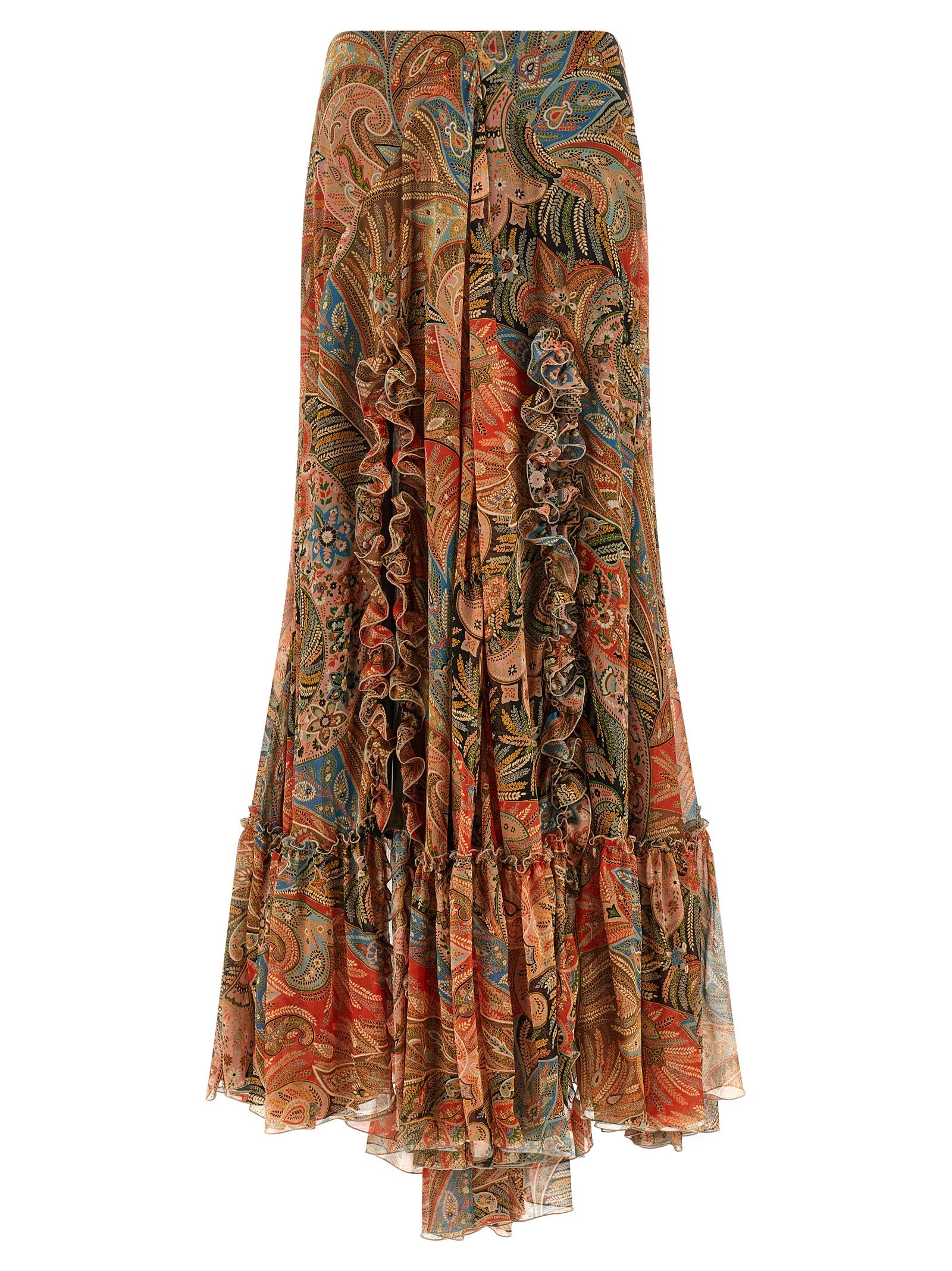 Etro Orange Silk Mini Skirt