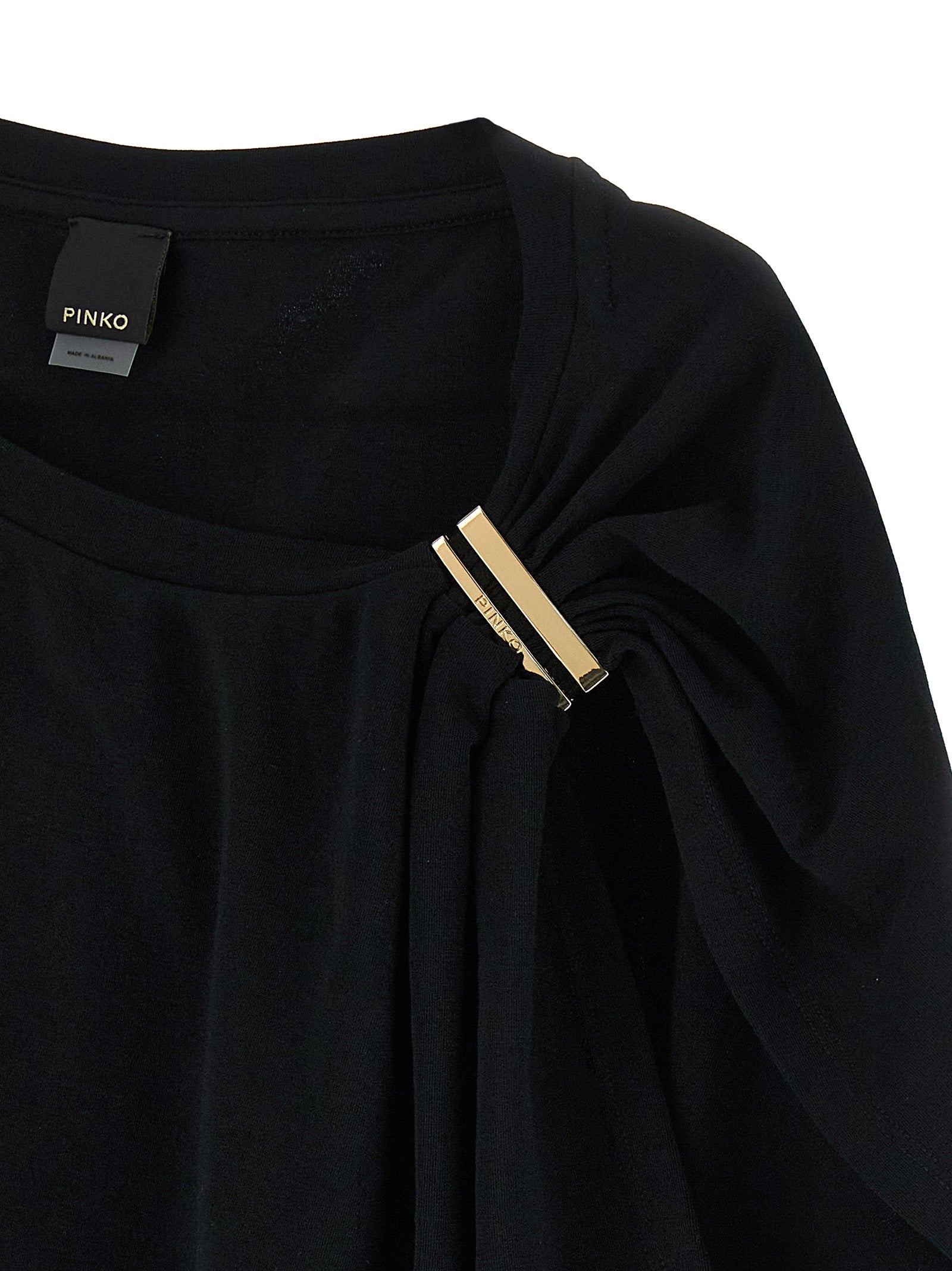 Experience the allure of PINKO's ‘Melody’ tank top, crafted from a luxurious cotton blend, adorned with gold accents for timeless elegance in every moment.