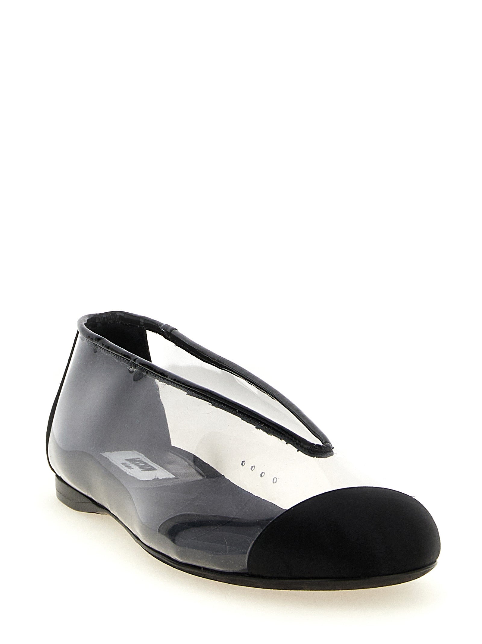 Experience the exquisite artistry of Moschino Black PVC Ballet Flats, where luxurious craftsmanship meets modern elegance, perfect for the discerning trendsetter.