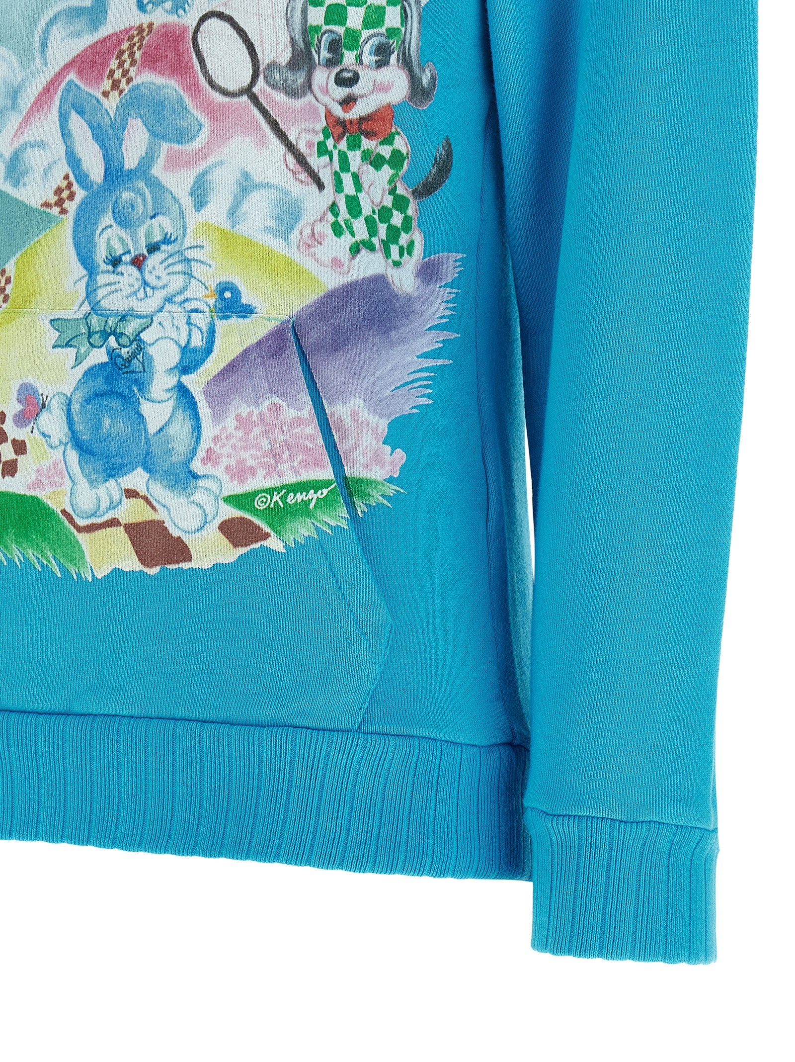 Kenzo Blue Cotton Hoodie - Designer Artisanal Luxury Fashion