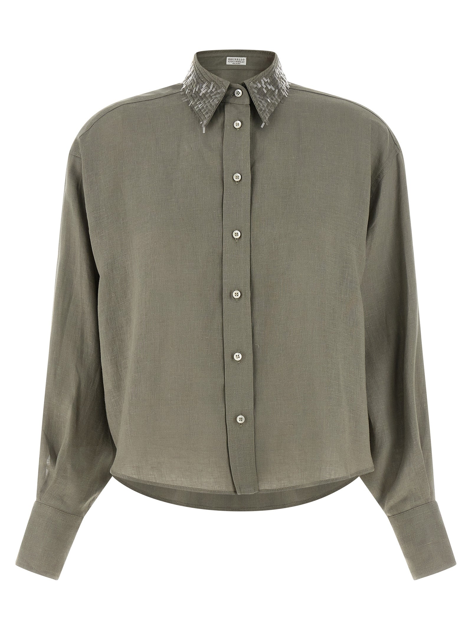 Brunello Cucinelli Bicolor Linen Blouse - Artisanal Couture Elegance