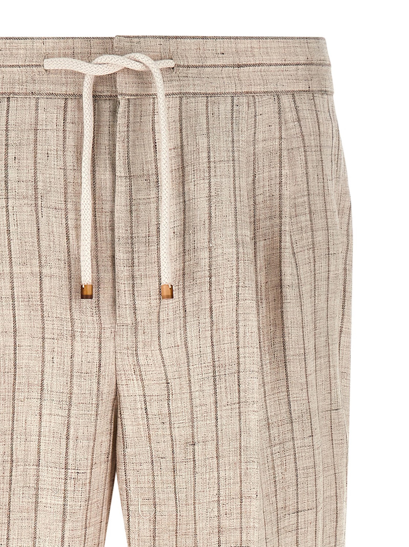 Brunello Cucinelli Beige Linen Casual Pants - Artisanal Luxury