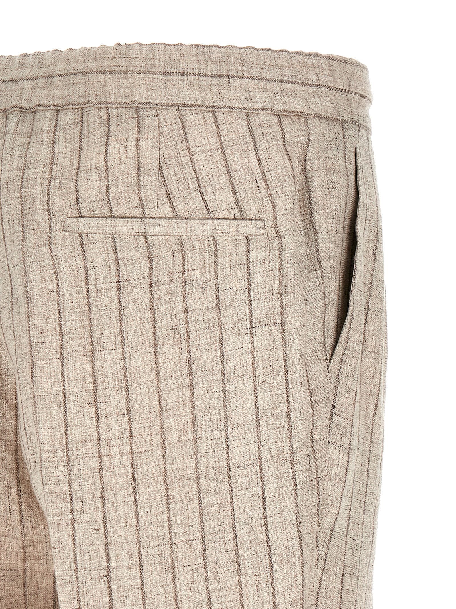 Brunello Cucinelli Beige Linen Casual Pants | Artisanal Luxury