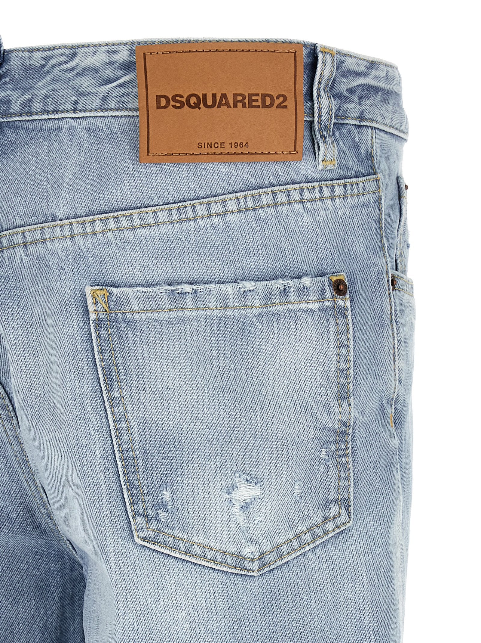 Dsquared² Blue Cotton Straight-Leg Jeans - Designer Luxury Couture