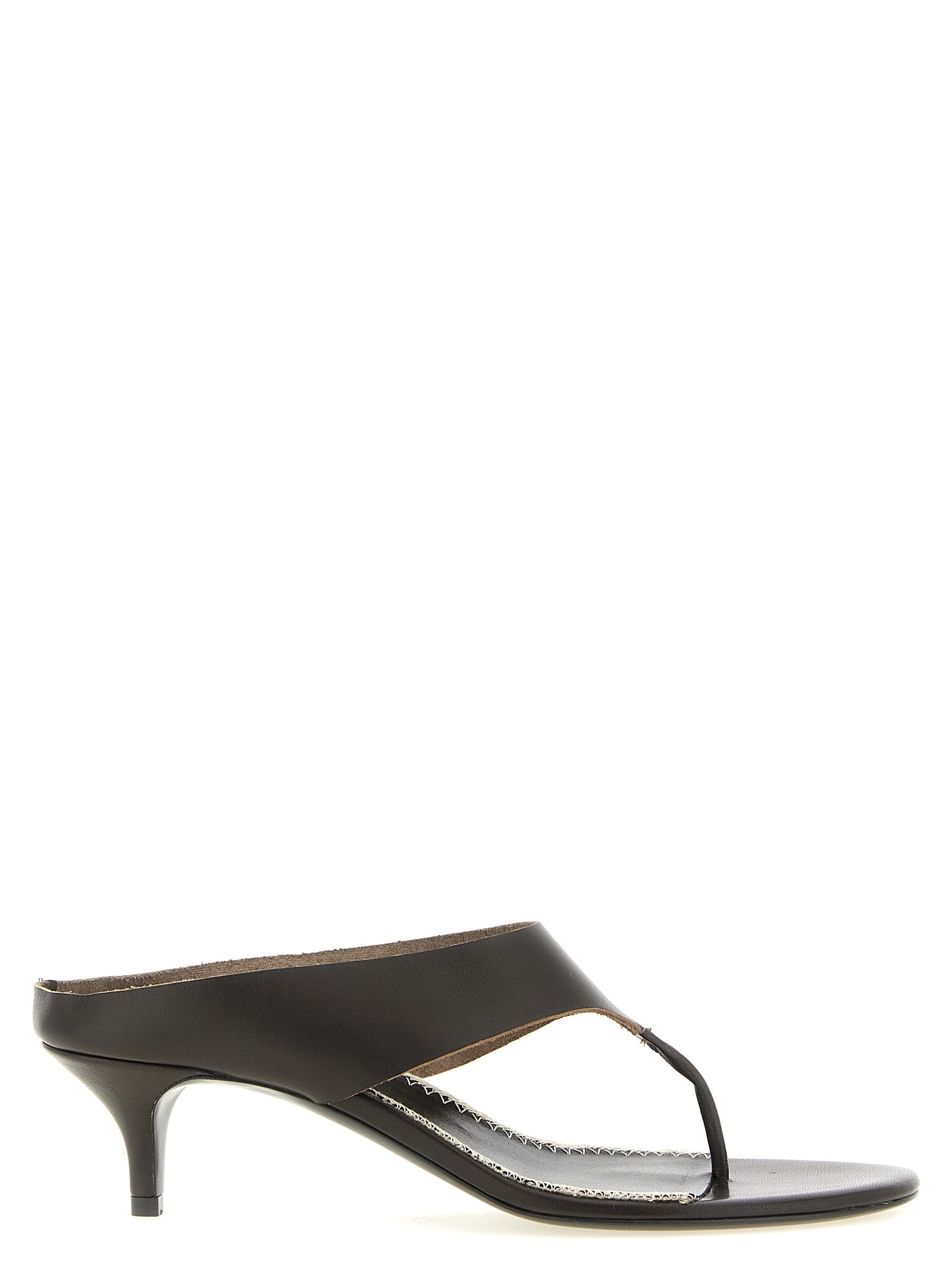Step into elegance with Magda Butrym's brown leather stiletto heel sandals, where artisanal craftsmanship meets luxurious sophistication for unforgettable moments.