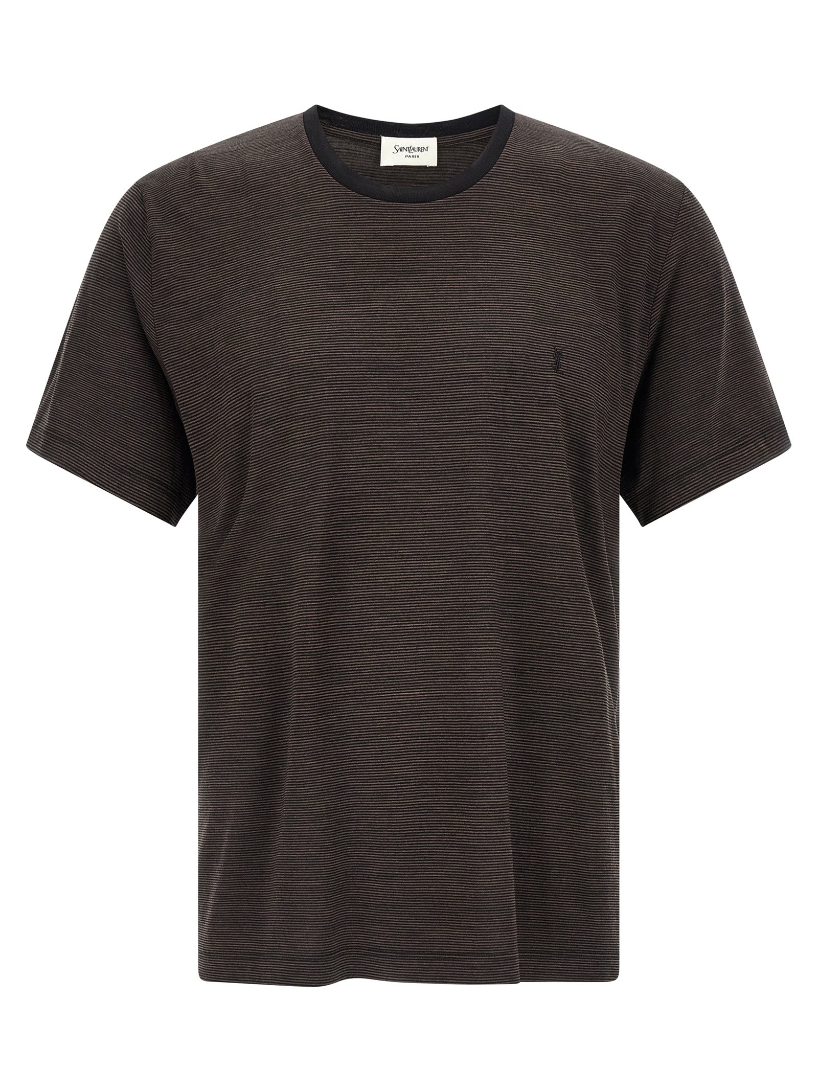Elevate your wardrobe with the Saint Laurent Brown Wool T-Shirt, a luxurious blend of comfort and sophistication, perfect for the discerning connoisseur.