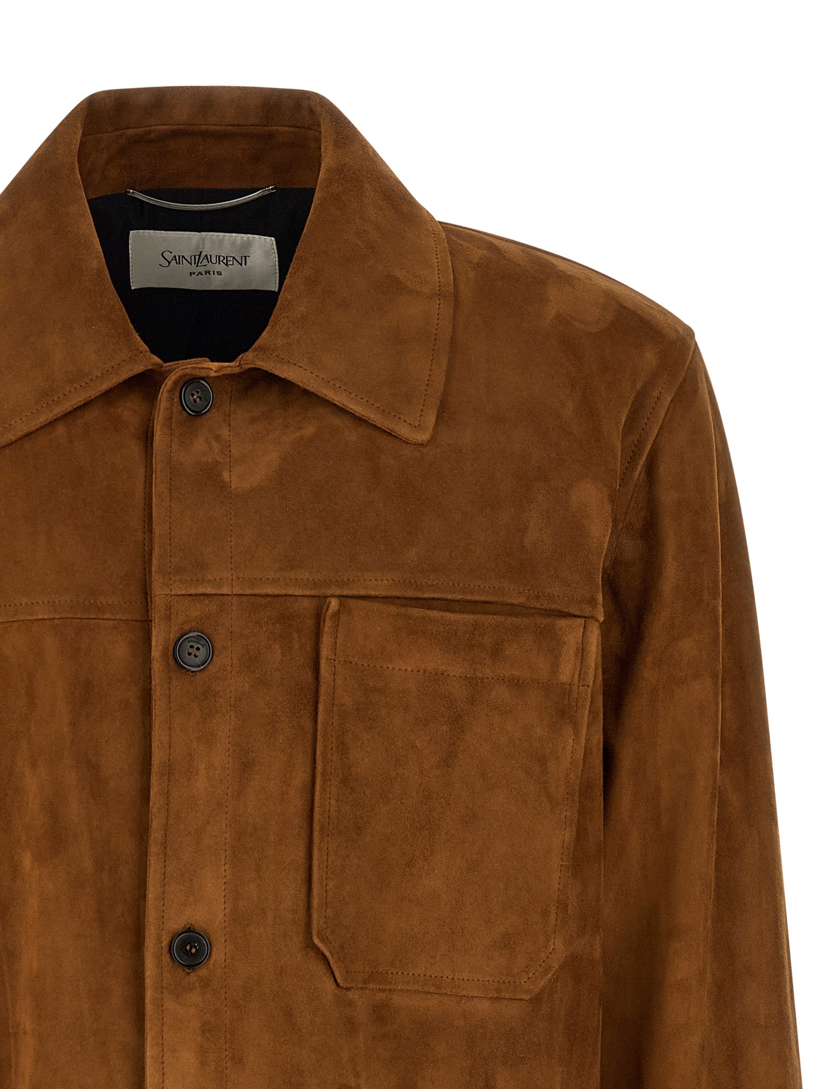 Elevate your style with the Saint Laurent Brown Lamb Leather Jacket, a masterpiece of artisanal craftsmanship that embodies luxury and sophistication for discerning individuals.