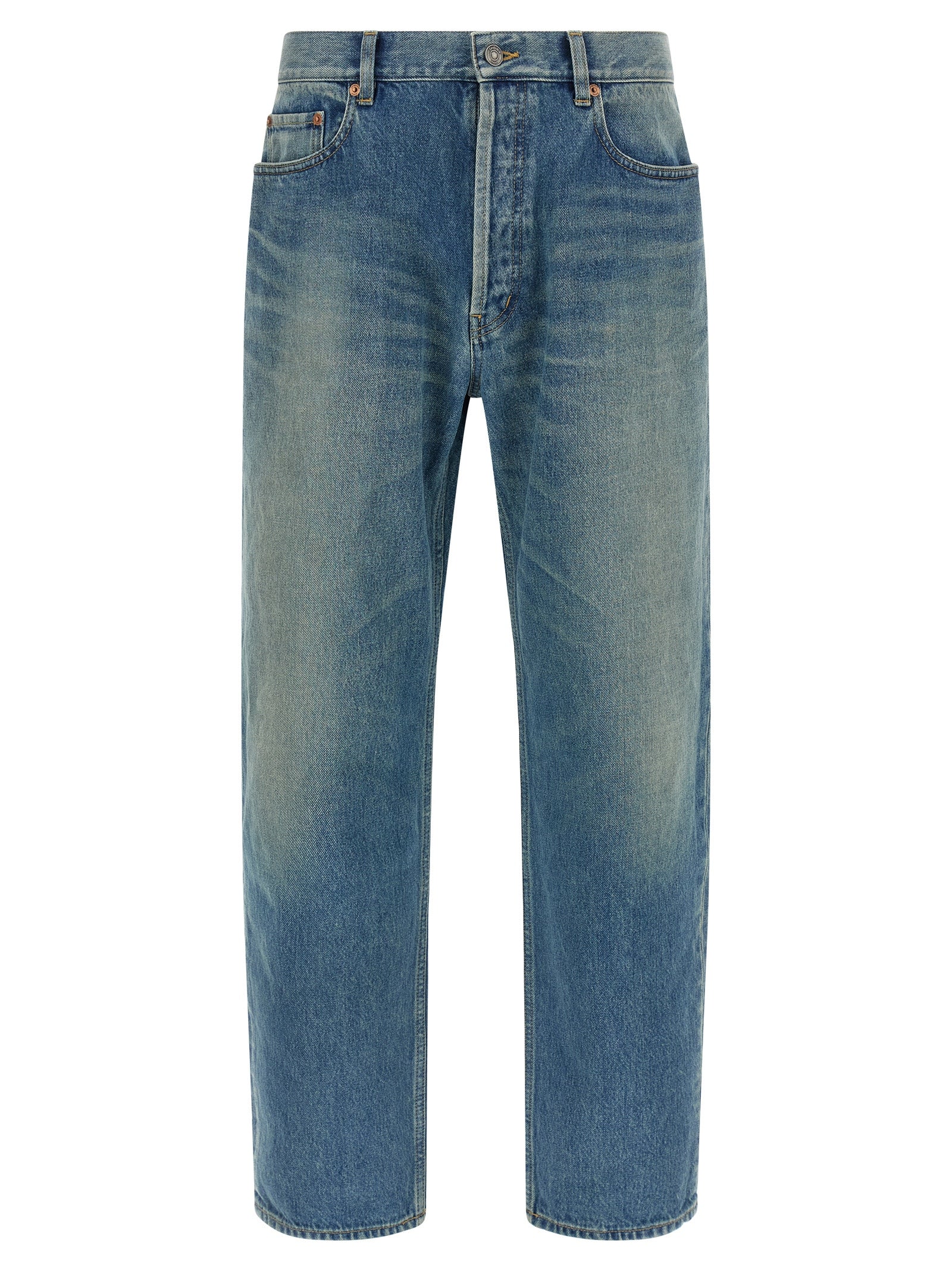 Discover the allure of Saint Laurent's Blue Cotton Straight-Leg Jeans, where exquisite craftsmanship meets timeless elegance, perfect for the discerning fashion connoisseur.