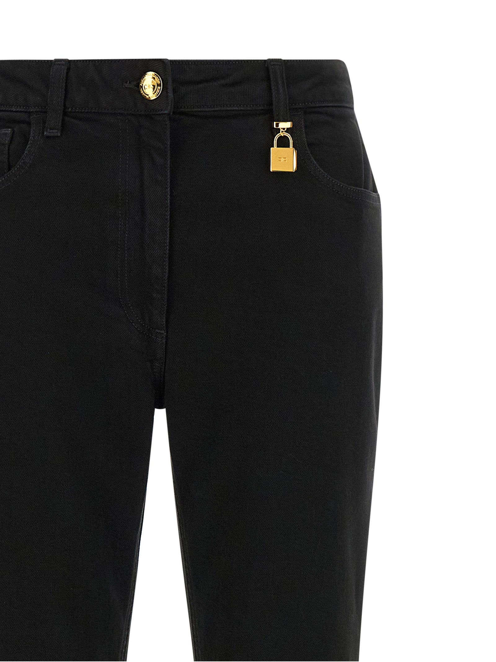 Elisabetta Franchi Black Cotton Flared Jeans
