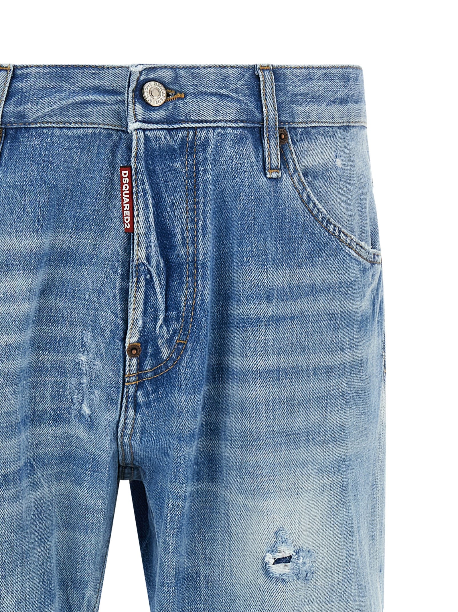 Dsquared² Blue Cotton Straight-Leg Jeans - Designer Couture