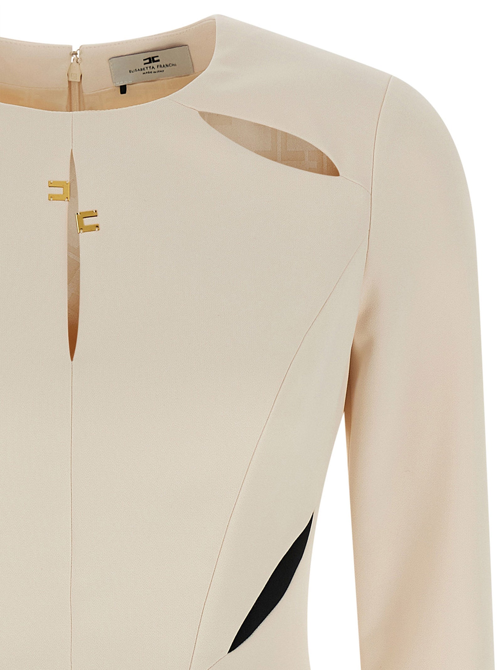 Elevate your elegance with the Elisabetta Franchi Bicolor Polyester Short Dress, a luxurious blend of sophistication and modern design, perfect for any exclusive occasion.