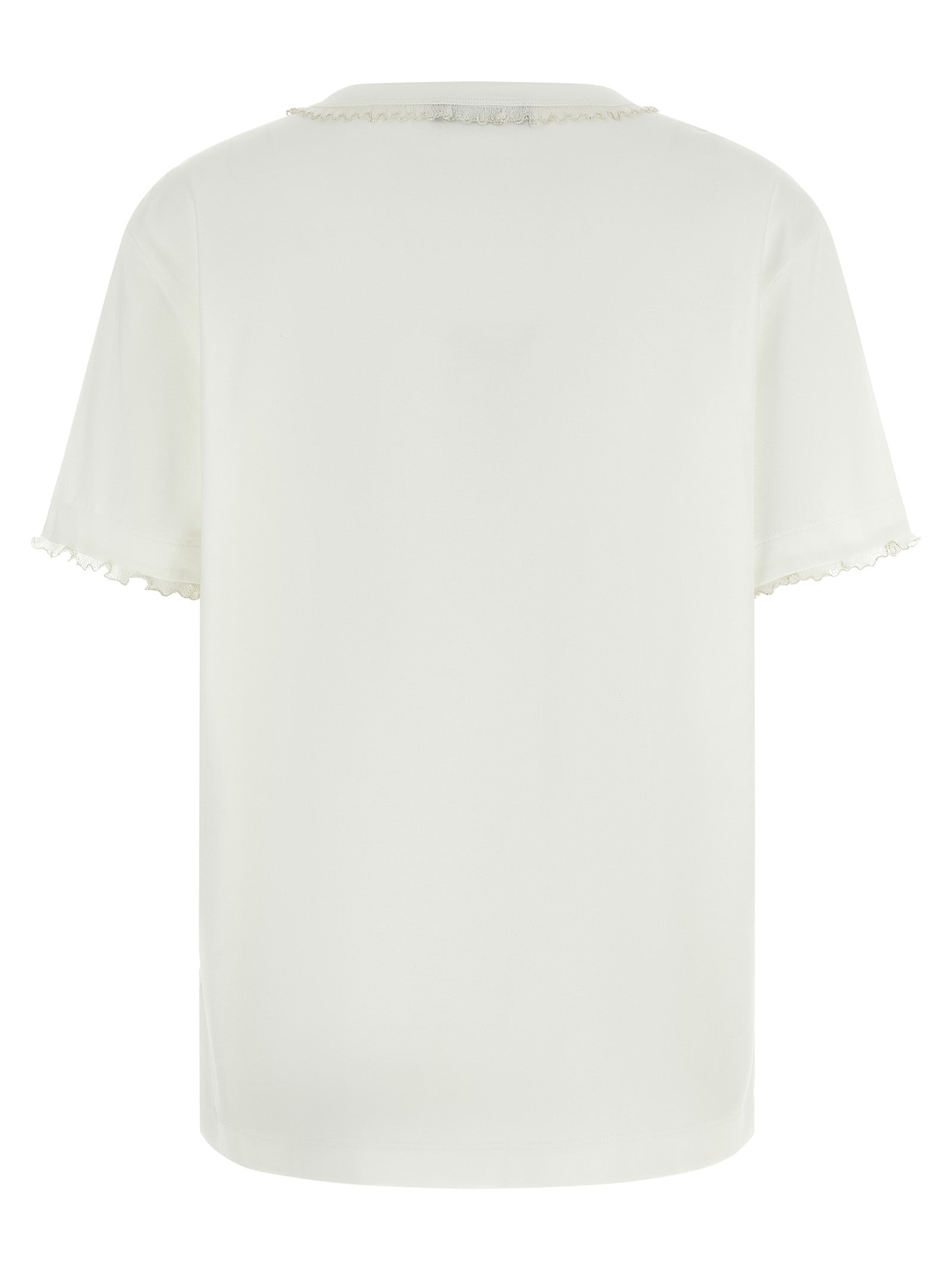 Elevate your wardrobe with the Fabiana Filippi White Cotton T-Shirt, a masterpiece of Italian craftsmanship, featuring exquisite embroidery and timeless elegance.