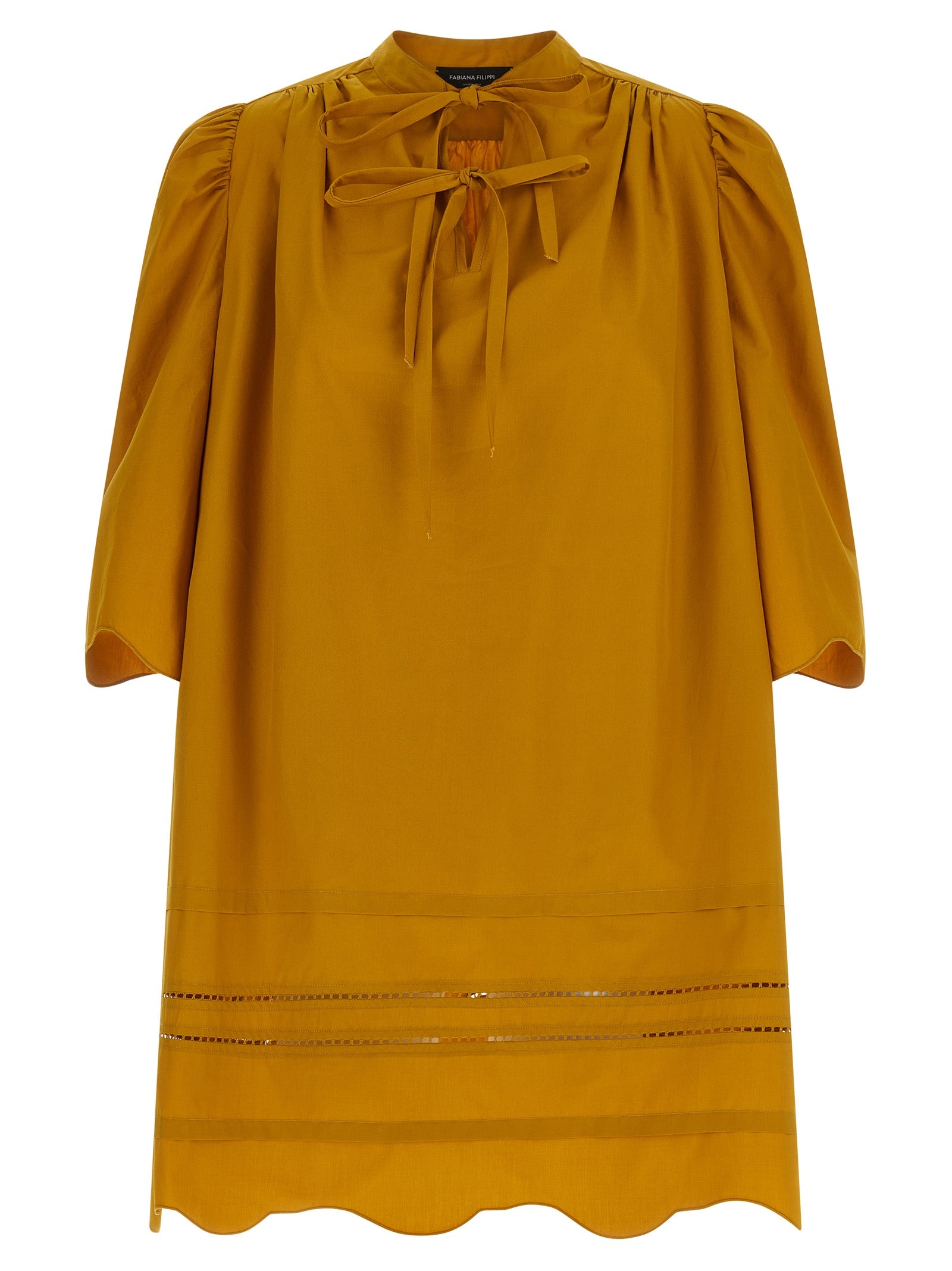 Experience the essence of Italian elegance with the Fabiana Filippi Bicolor Cotton Short Dress, a luxurious blend of comfort and artistry, perfect for any occasion.