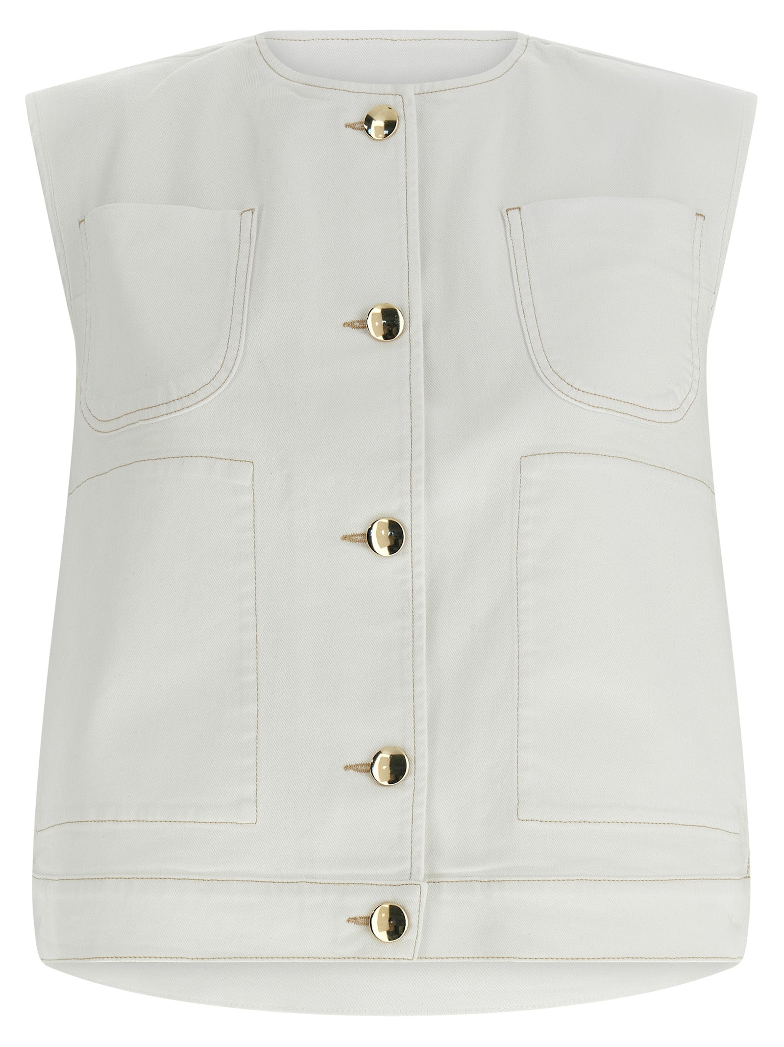 Discover the Fabiana Filippi White Cotton Sleeveless Jacket, a masterpiece of Italian craftsmanship, blending timeless elegance with modern sophistication for the discerning individual.