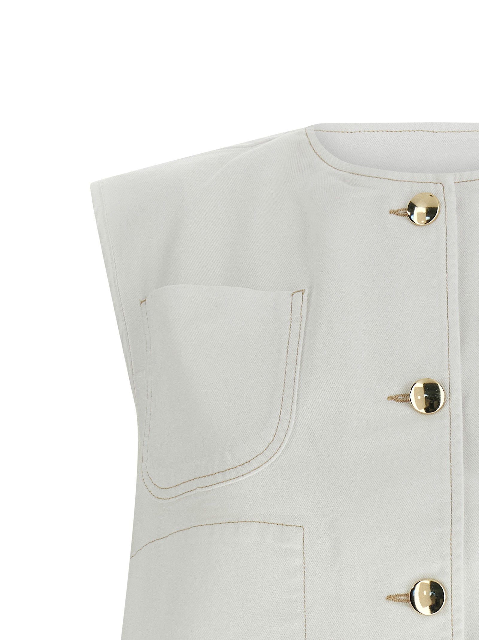 Discover the Fabiana Filippi White Cotton Sleeveless Jacket, a masterpiece of Italian craftsmanship that exudes timeless elegance and sophistication for the discerning individual.