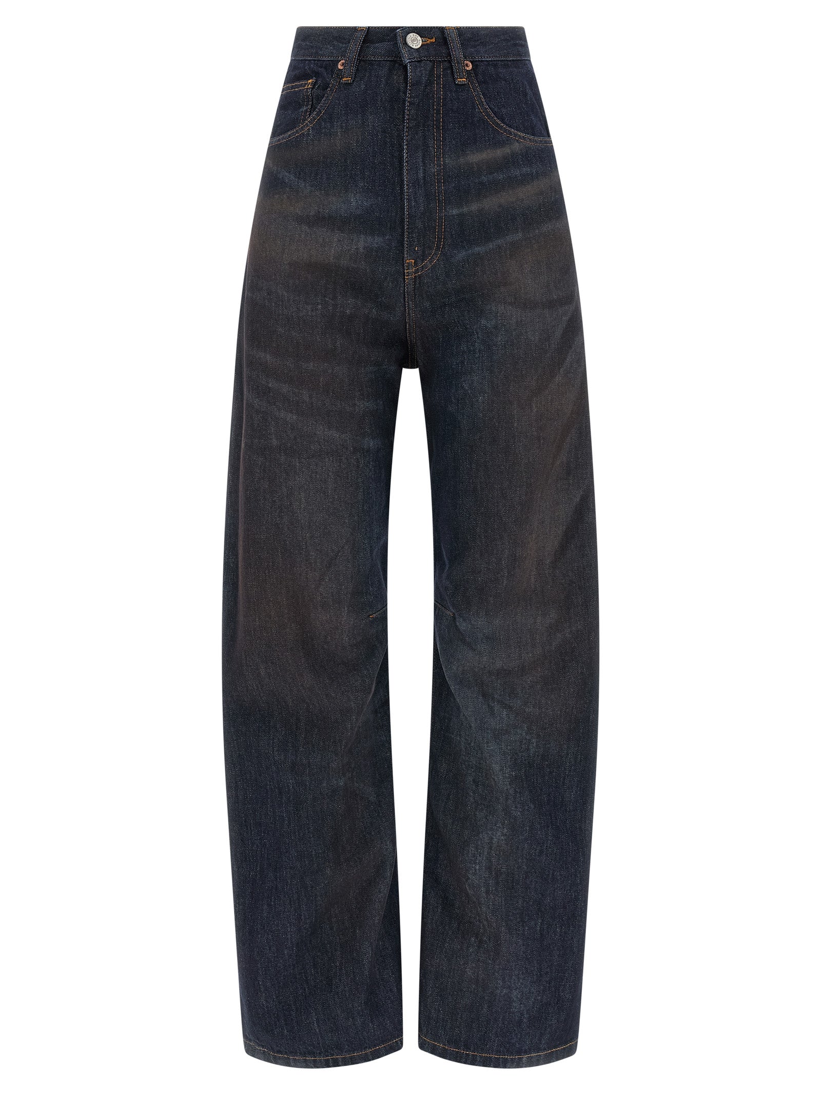 Experience the allure of MM6 Maison Margiela's Blue Cotton High-Waisted Jean, where exquisite craftsmanship meets luxurious comfort, redefining your style.