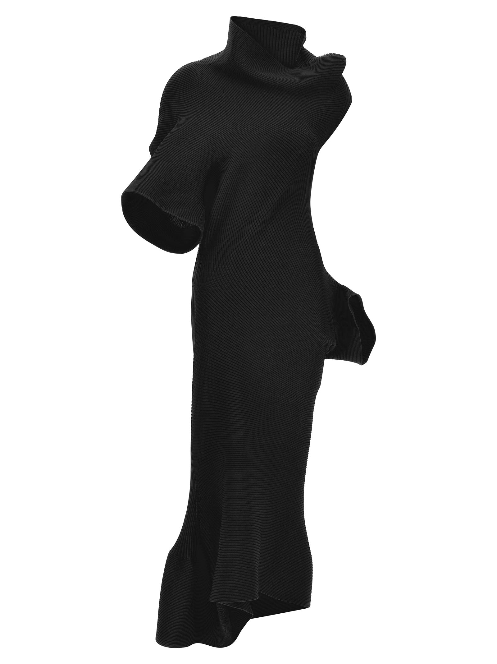 Issey Miyake Black Polyester Midi Dress