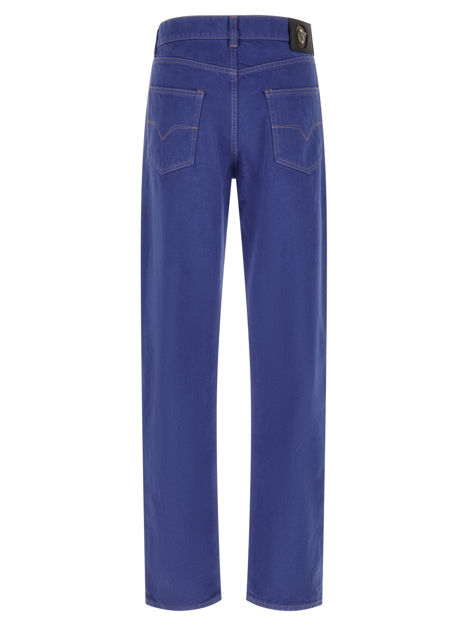 Indulge in the allure of Versace's Blue Cotton Straight-Leg Jeans, where exquisite craftsmanship meets timeless elegance, redefining luxury for the discerning fashion connoisseur.