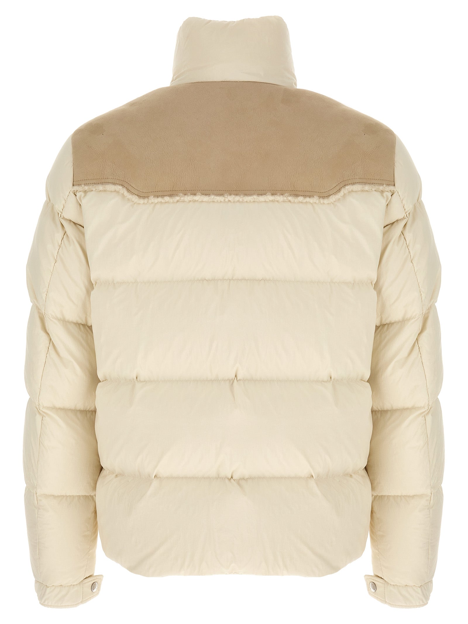 Indulge in the Moncler Beige Polyamide Full-Length Jacket, where sumptuous quilted nylon meets premium goose down, elevating your elegance and warmth for every occasion.