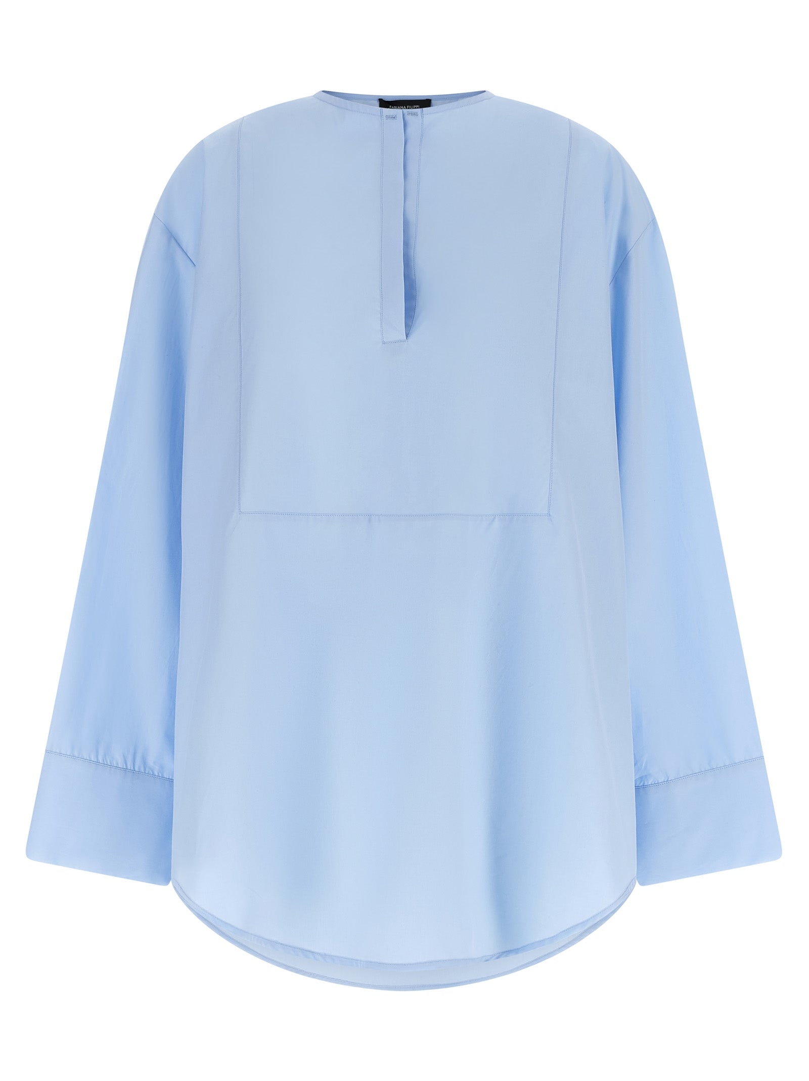 Elevate your wardrobe with the Fabiana Filippi Blue Cotton Blouse, a masterpiece of Italian craftsmanship, blending luxurious comfort with timeless elegance.