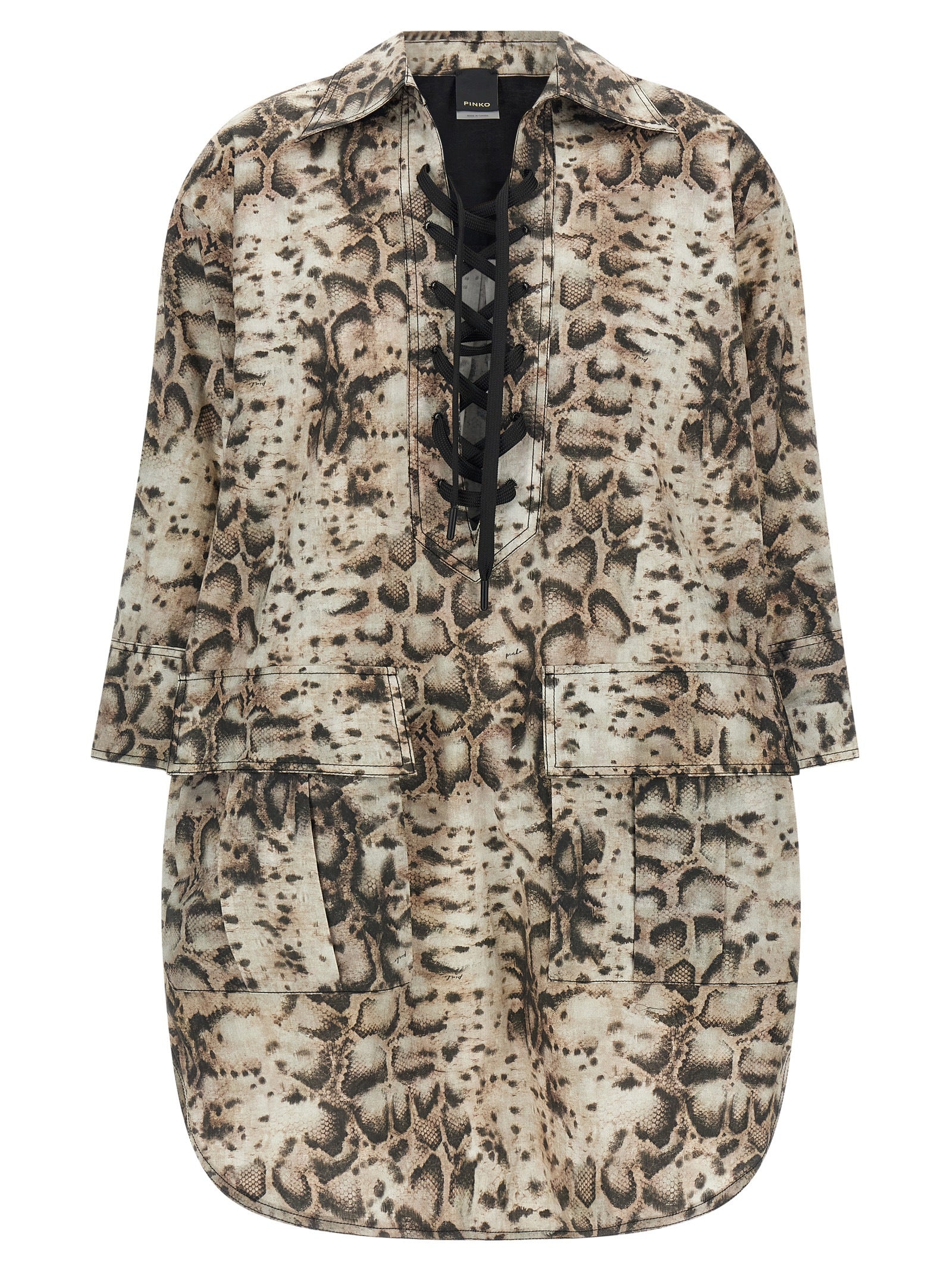 Discover the PINKO Gray Cotton Short Dress, a luxurious blend of artisanal craftsmanship and contemporary elegance, perfect for those who embody sophistication.