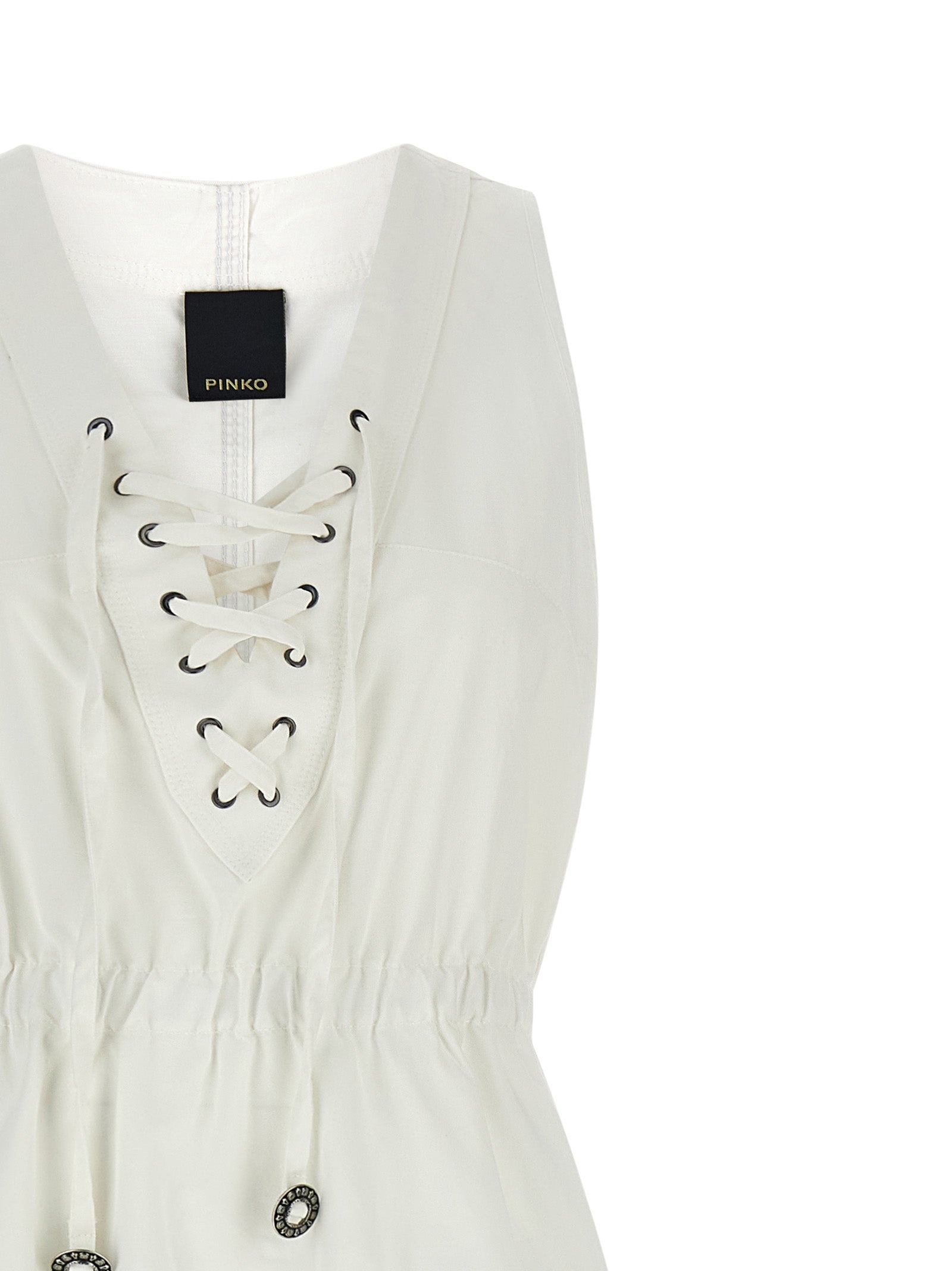 Discover the PINKO White Cotton Long Dress, a masterpiece of garment-dyed elegance, crafted for those who embrace sophistication and timeless allure.