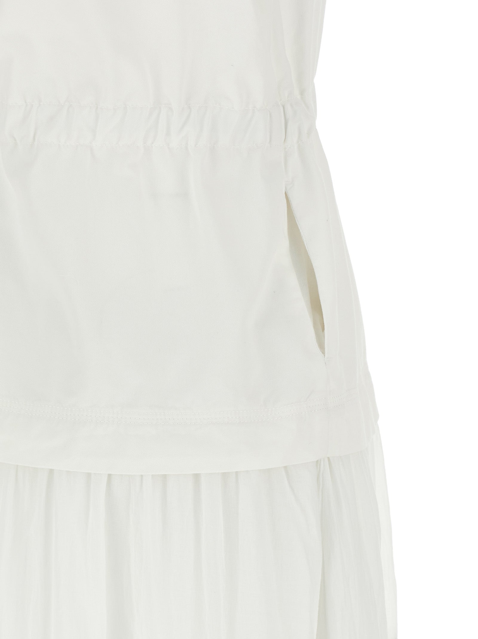 Discover the PINKO White Cotton Long Dress, a timeless piece crafted from luxurious garment-dyed cotton, embodying elegance and sophistication for every occasion.