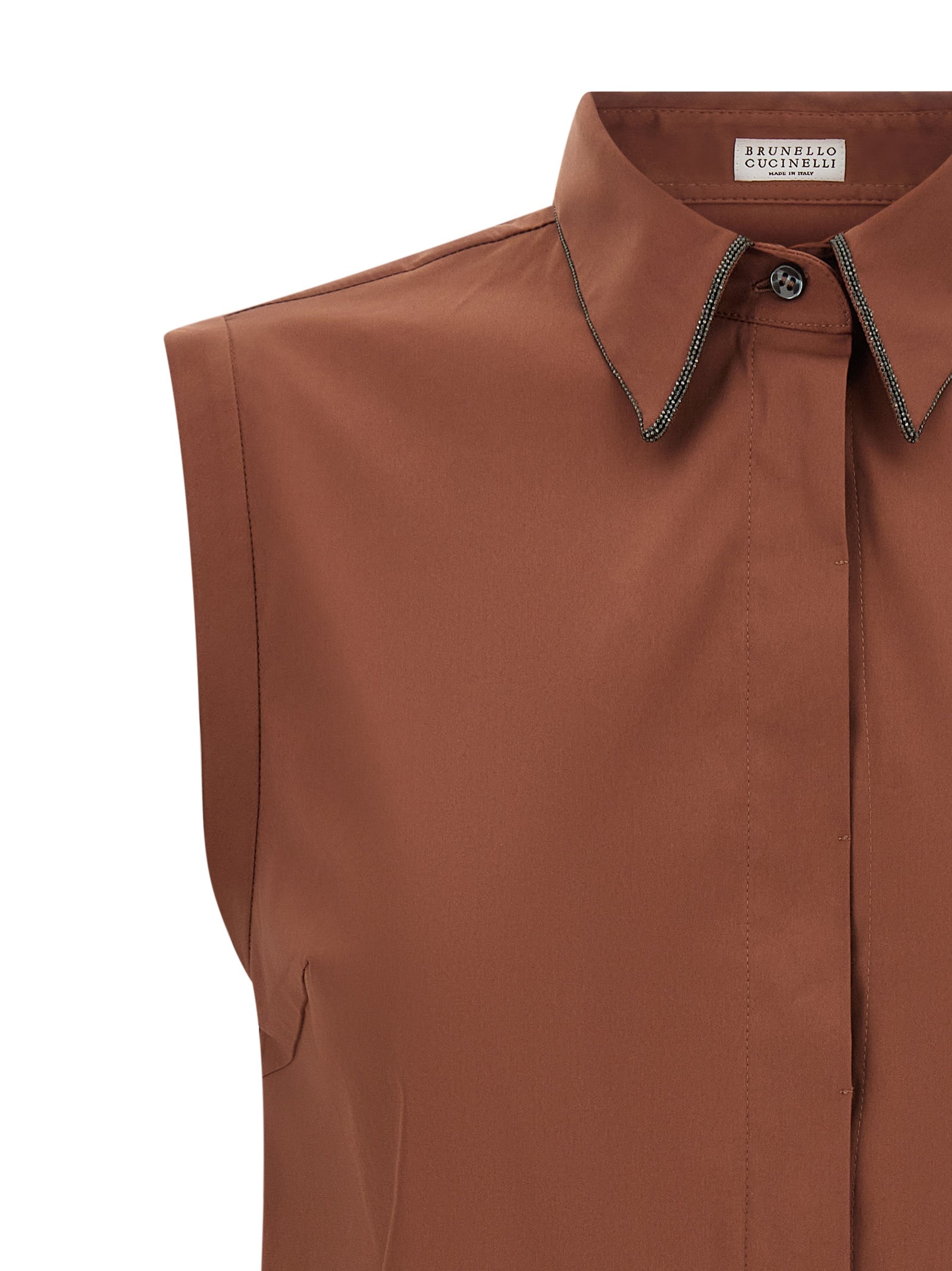 Brunello Cucinelli Brown Cotton Blouse