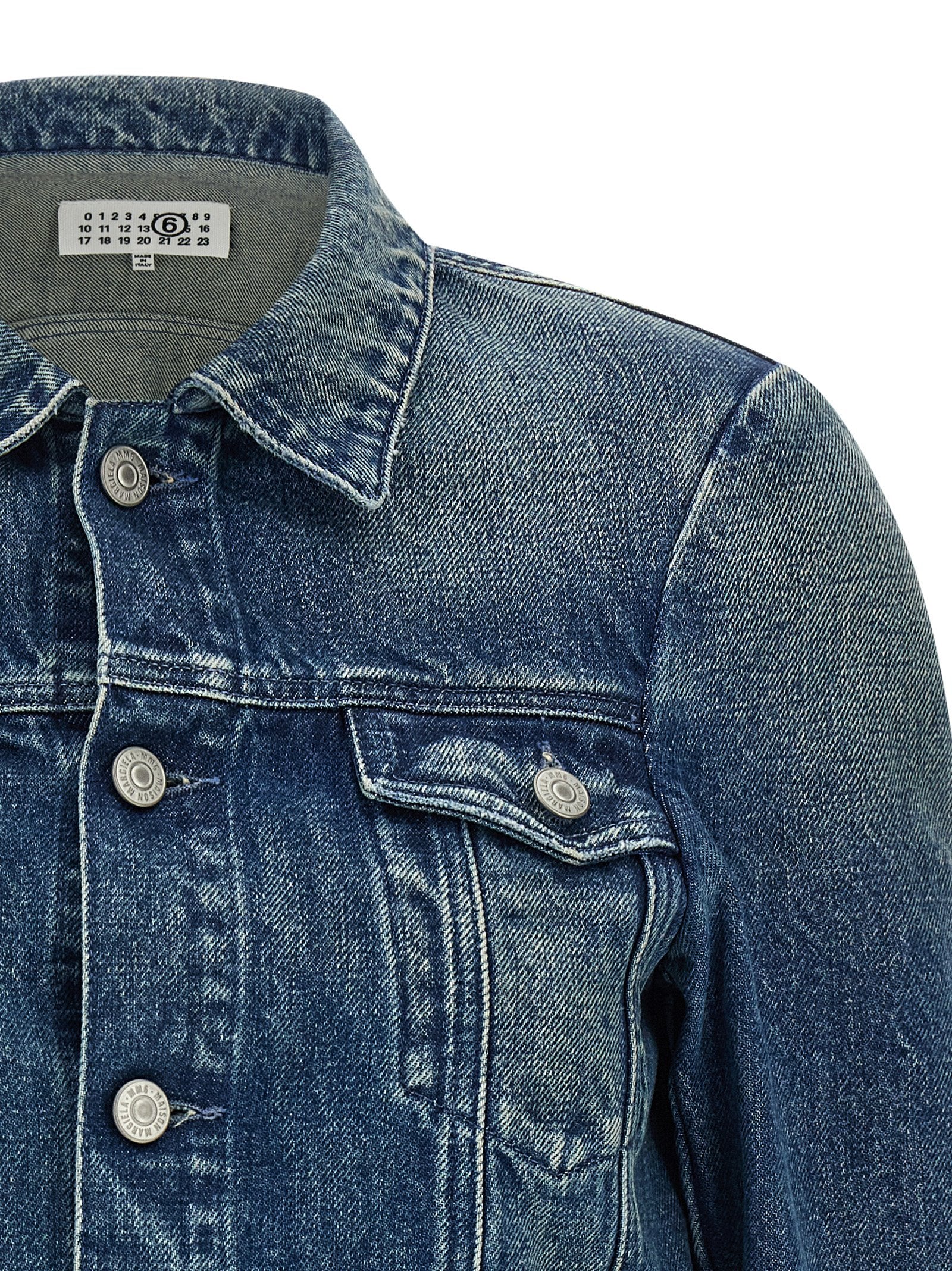 MM6 Maison Margiela Blue Cotton Denim Jacket, Designer Couture