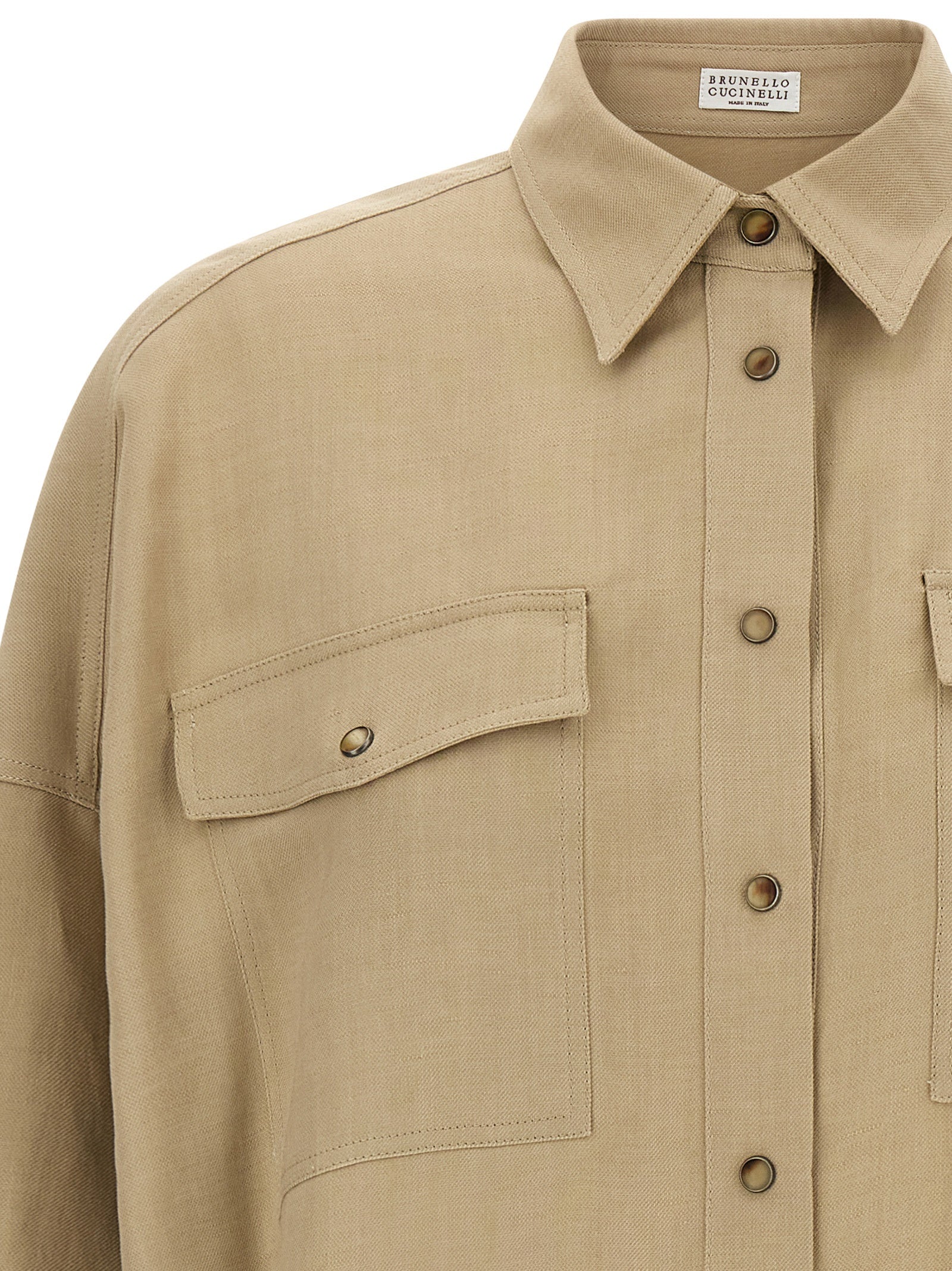 Brunello Cucinelli Beige Viscose Blouse, Designer Couture Elegance