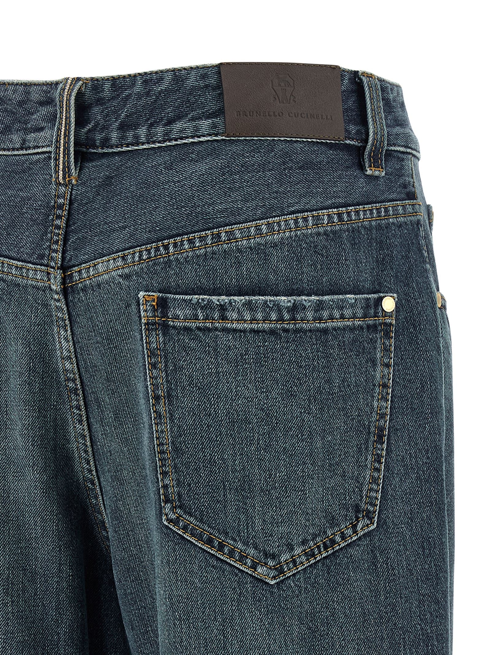Brunello Cucinelli Blue Cotton Flared Jeans - Designer Couture