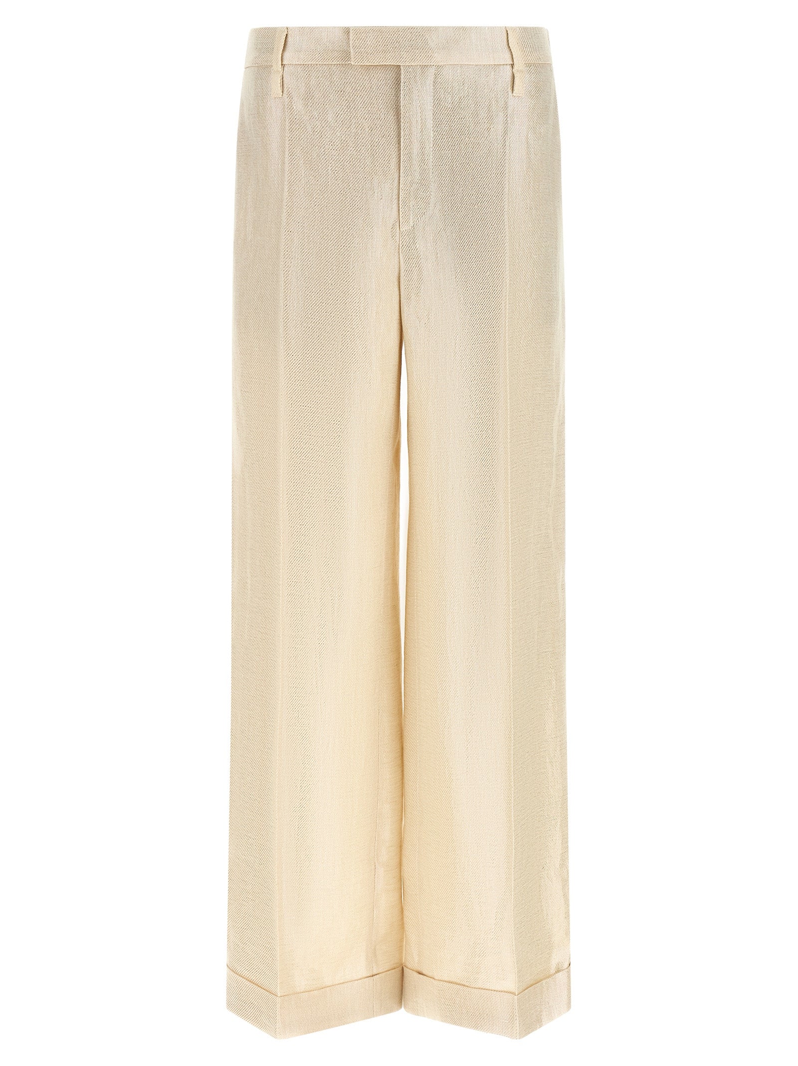 Brunello Cucinelli Gold Linen Casual Pants - Luxe Couture Elegance