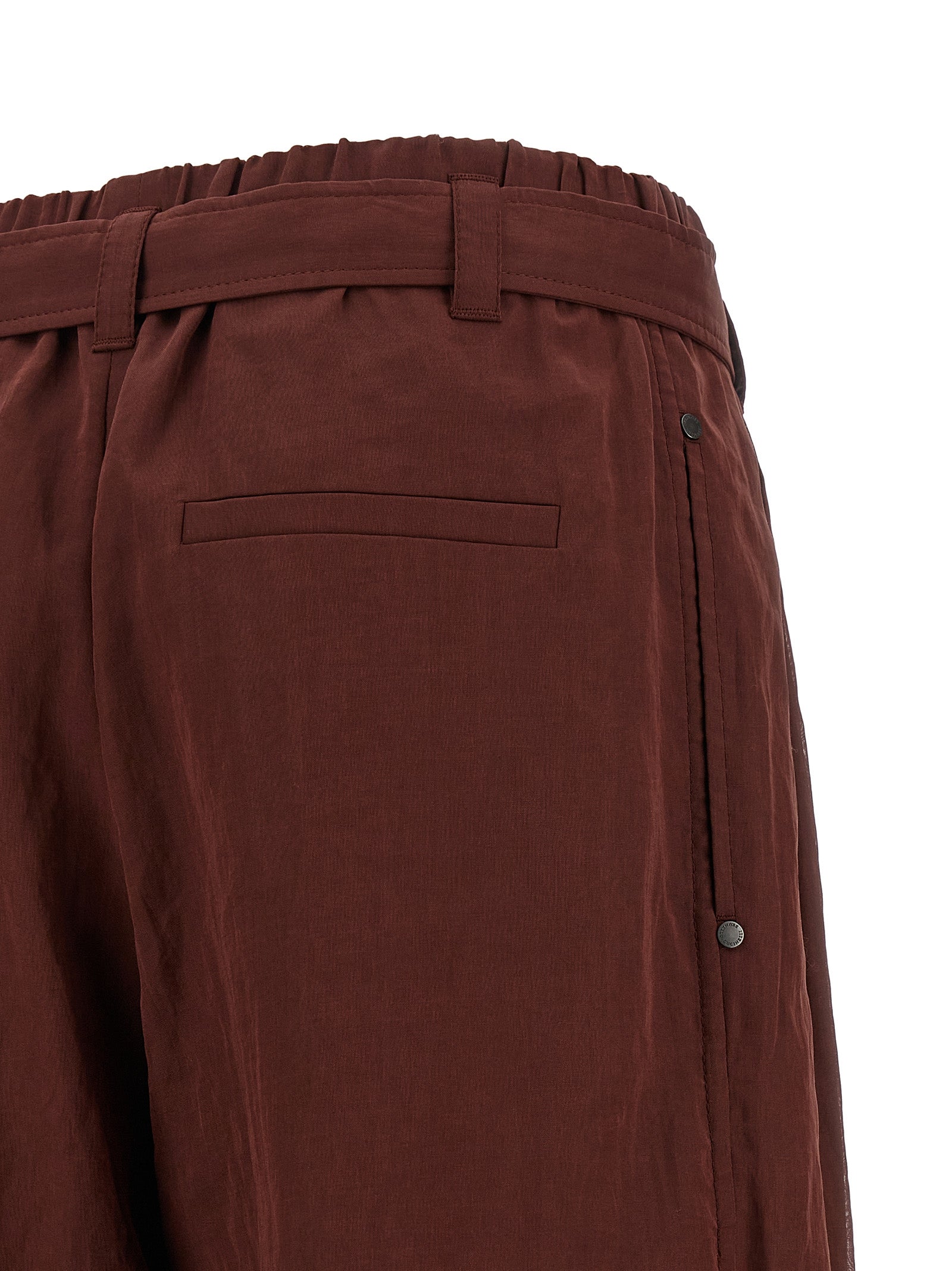 Brunello Cucinelli Bordeaux Cotton Flared Pants, Artisanal Elegance
