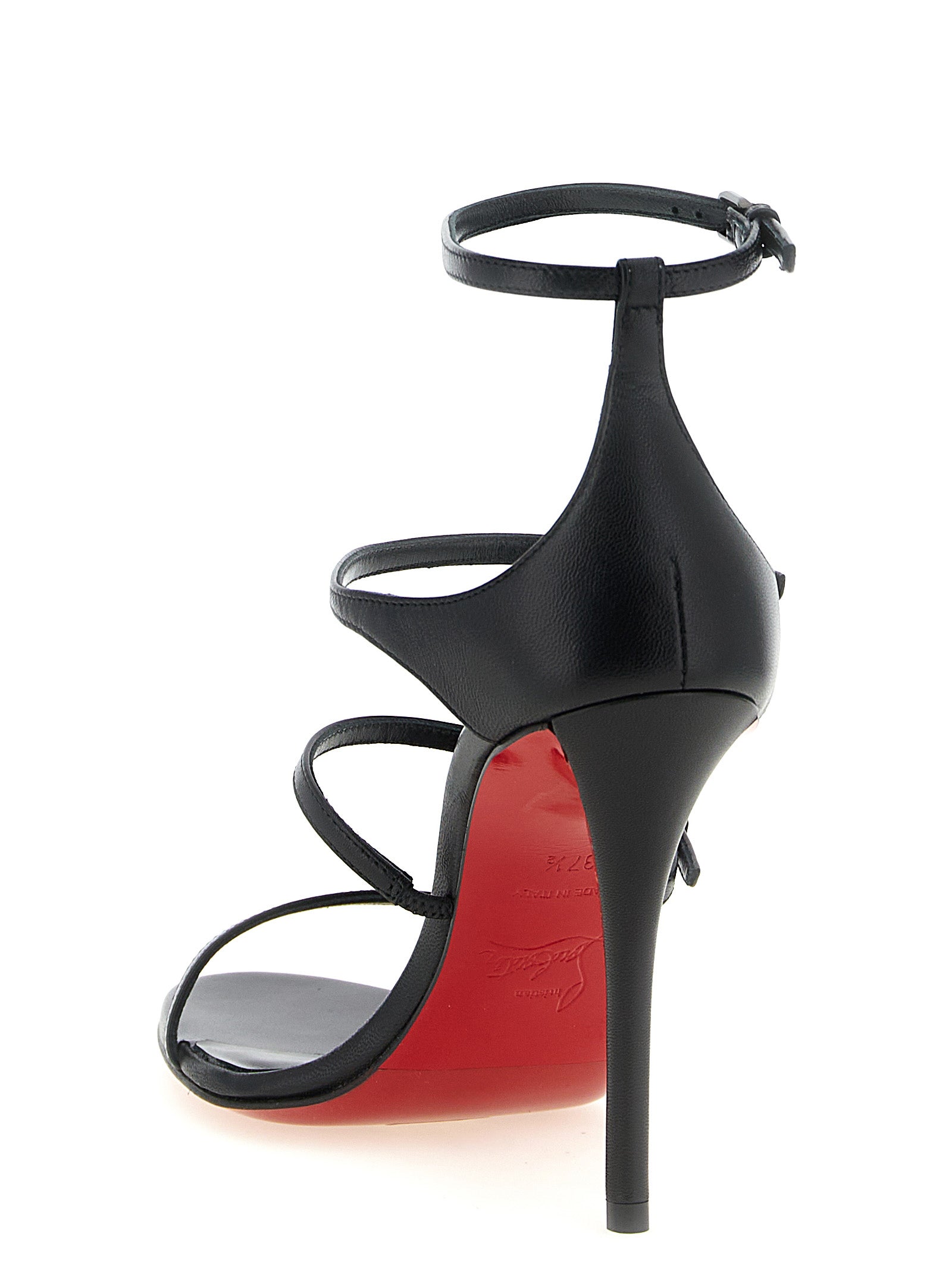 Christian Louboutin Black Goatskin Stiletto Heel Sandals Couture