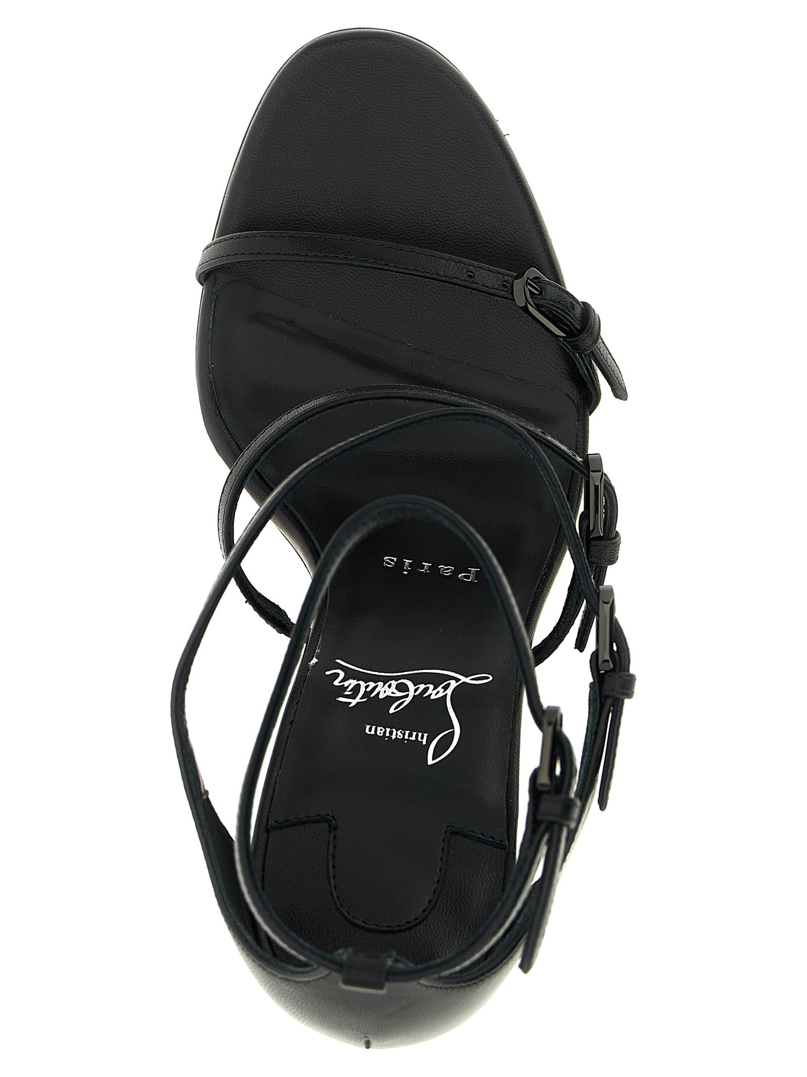 Christian Louboutin Black Goatskin Stiletto Heel Sandals Couture
