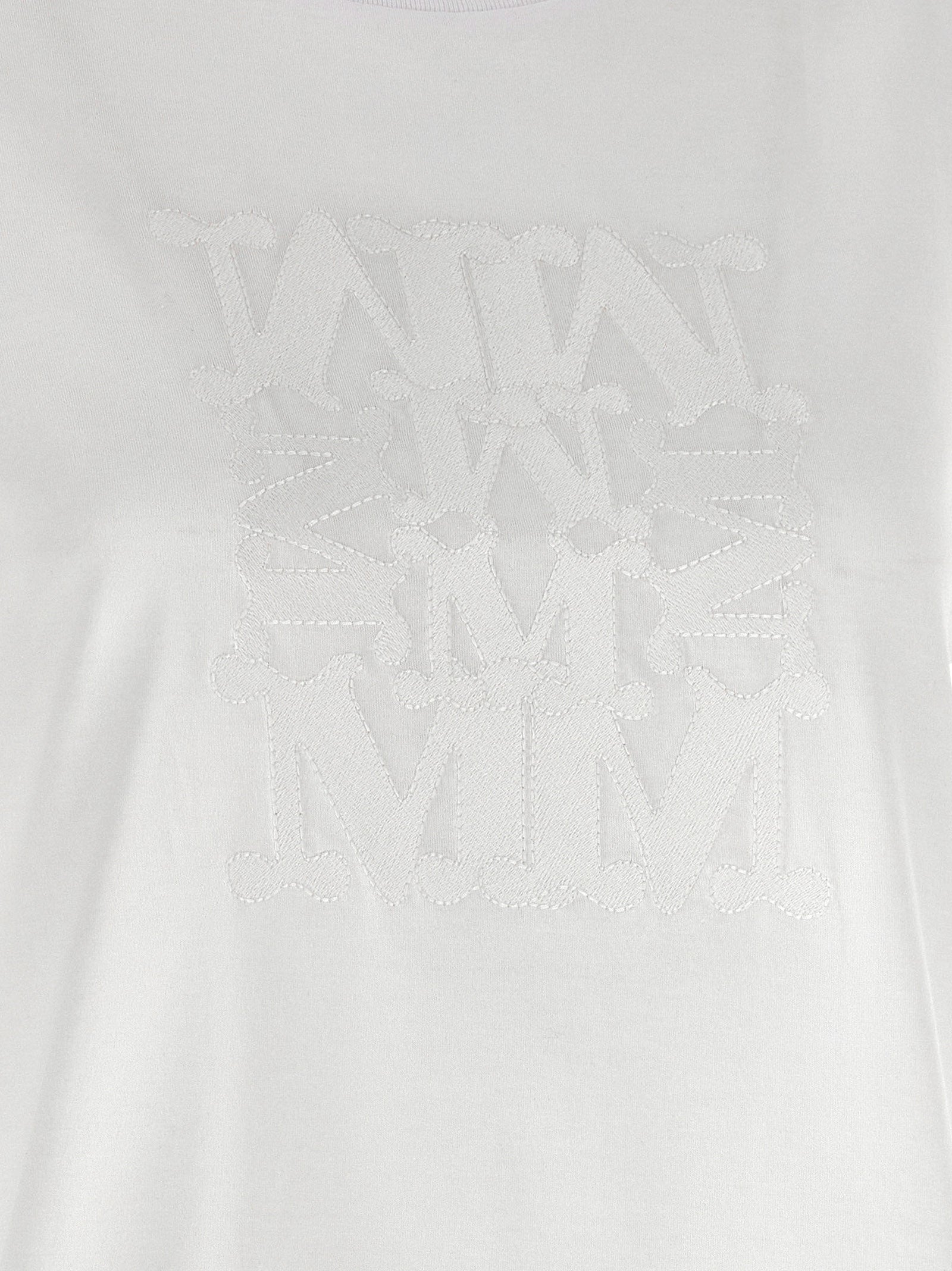 Elevate your wardrobe with the Max Mara White Cotton T-Shirt, a luxurious blend of artistry and comfort, perfect for the discerning individual who values sophistication.