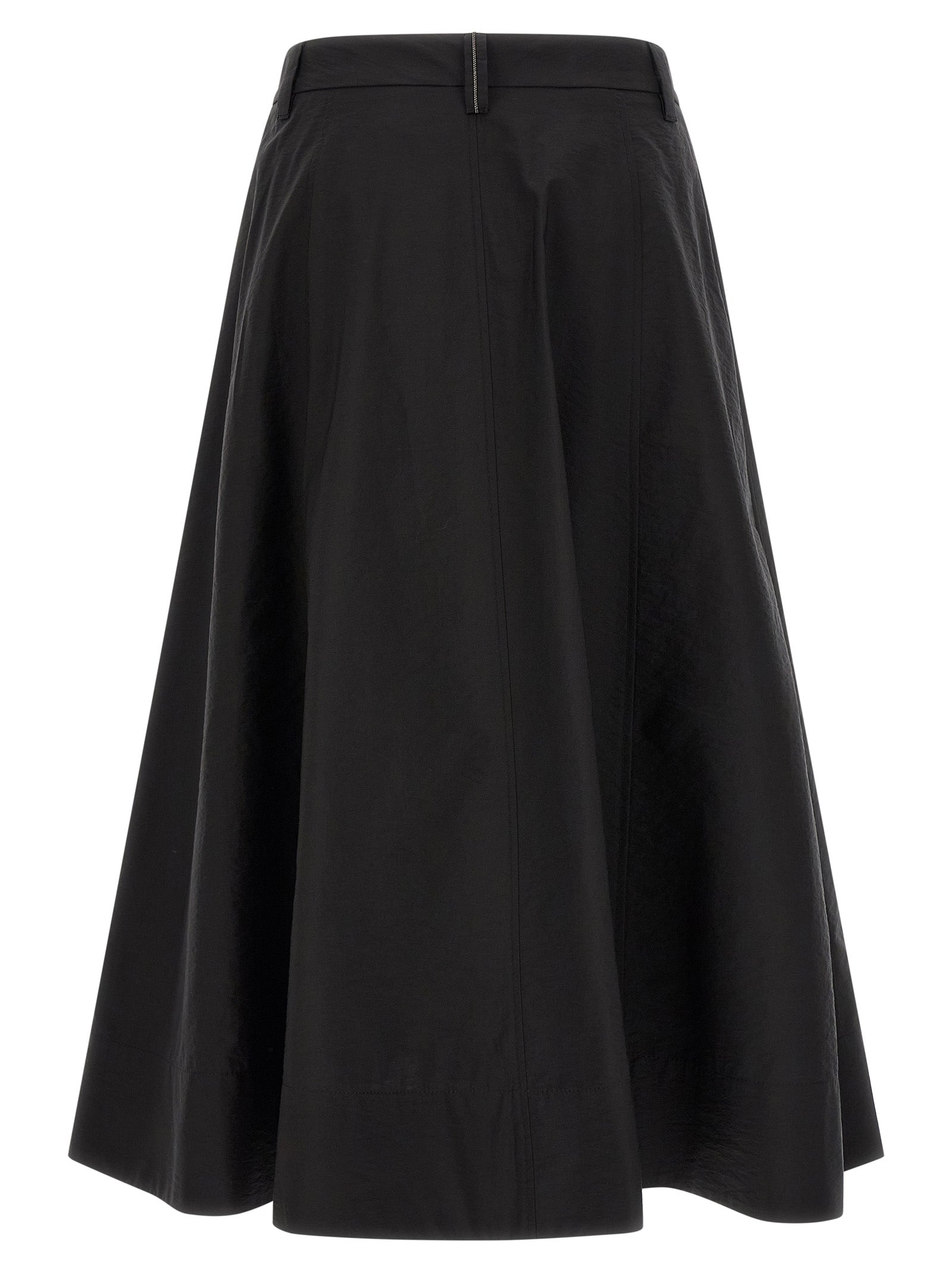 Brunello Cucinelli Black Cotton Midi Skirt, Artisanal Luxury