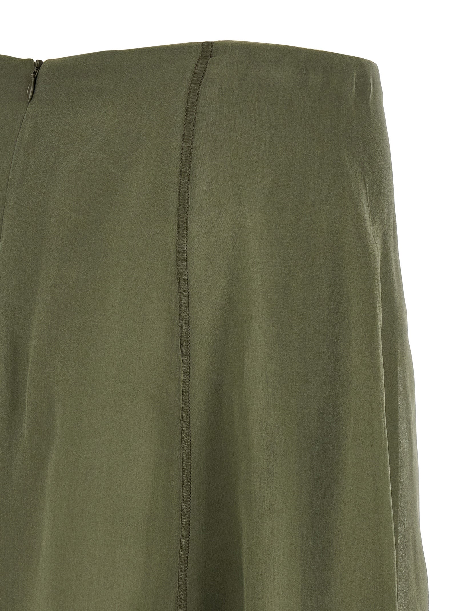 Brunello Cucinelli Bicolor Silk Midi Skirt, Artisanal Elegance