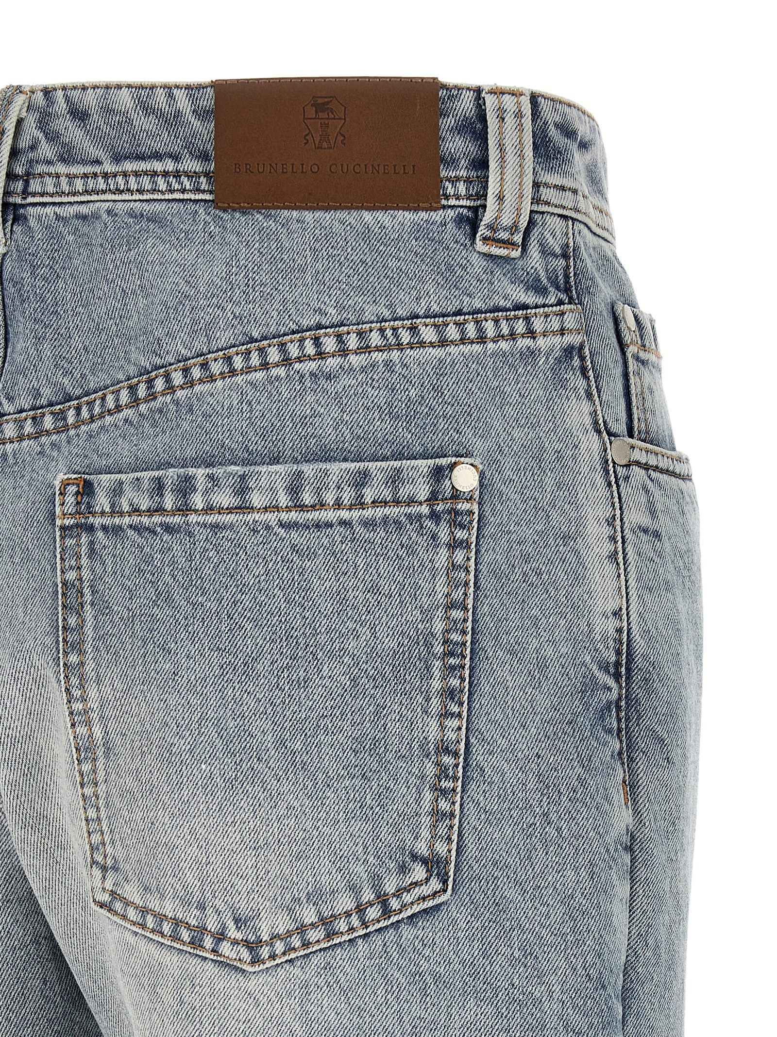 Brunello Cucinelli Blue Cotton Tapered Jeans, Artisanal Luxury