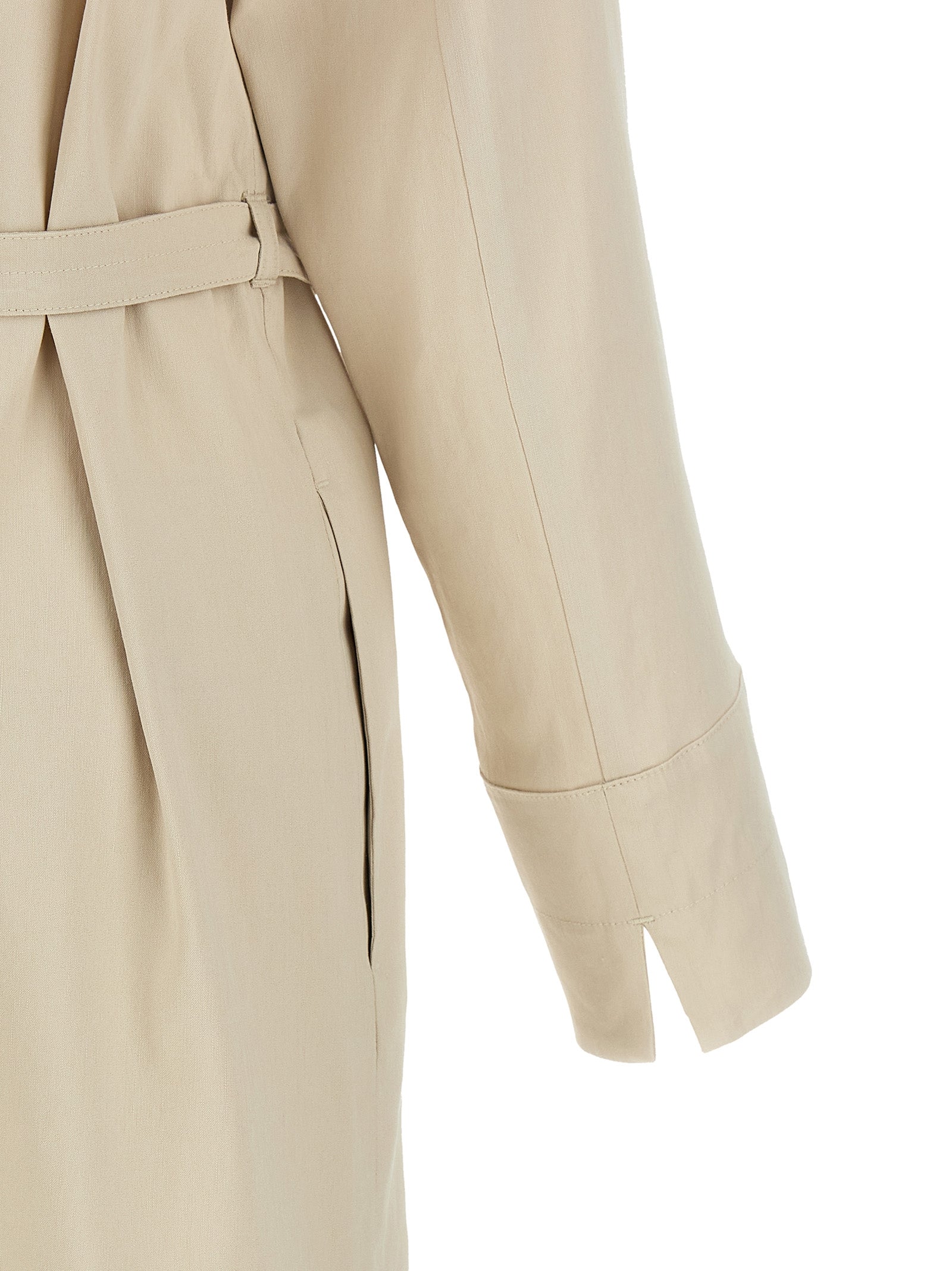 Discover the MAX MARA 'MxpNordica' beige linen long dress, a masterpiece of Italian craftsmanship that embodies timeless elegance and sophisticated allure.