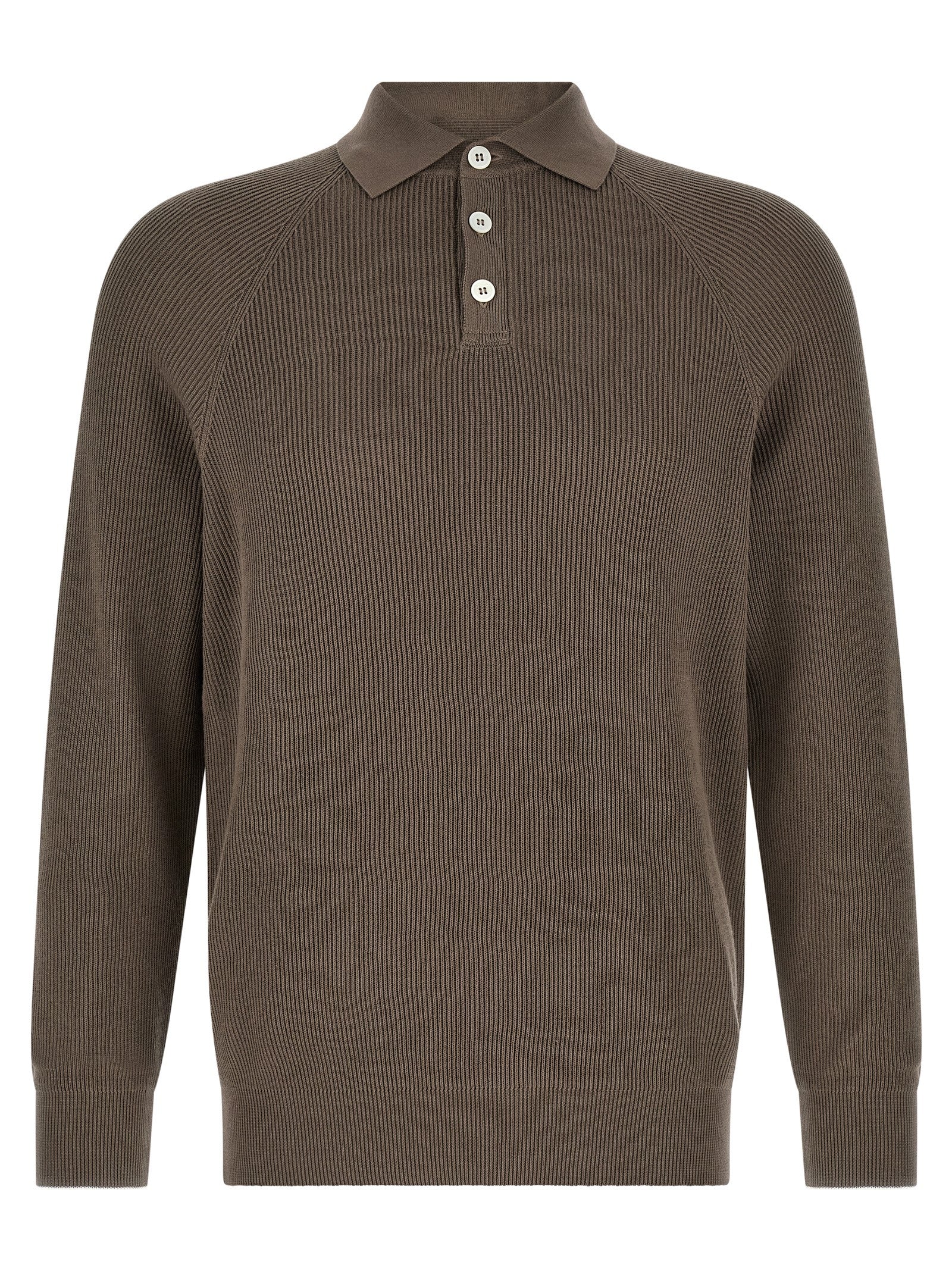 Brunello Cucinelli Brown Cotton Polo Shirt | Designer Elegance