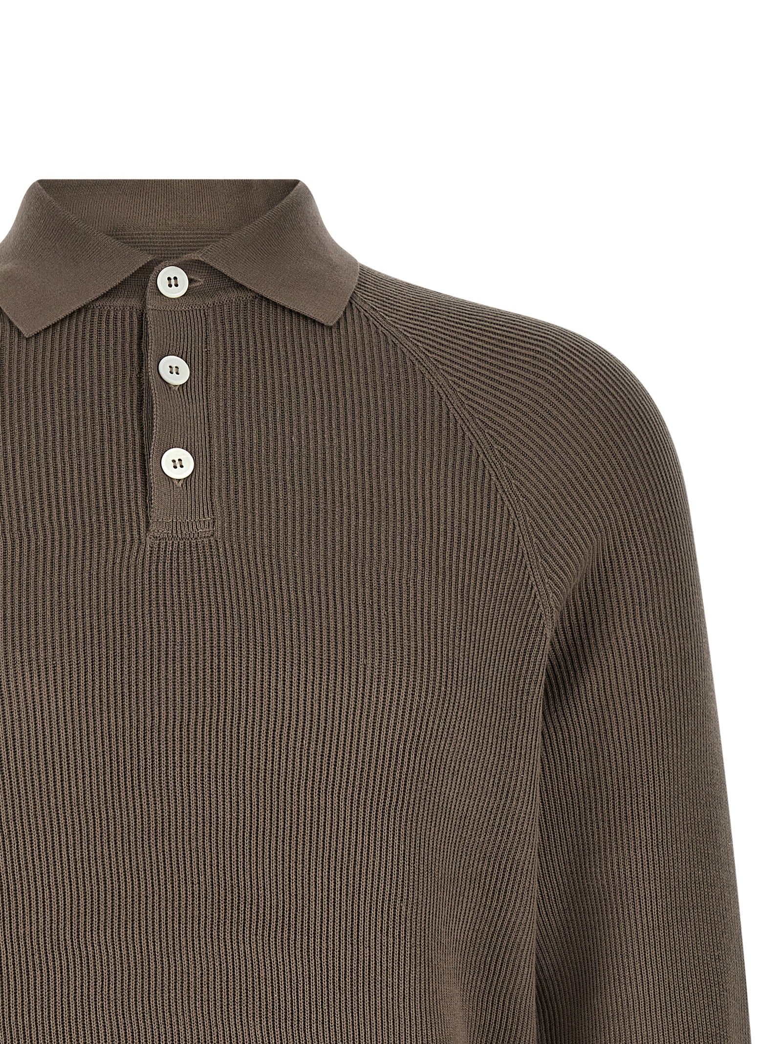 Brunello Cucinelli Brown Cotton Polo Shirt | Designer Elegance