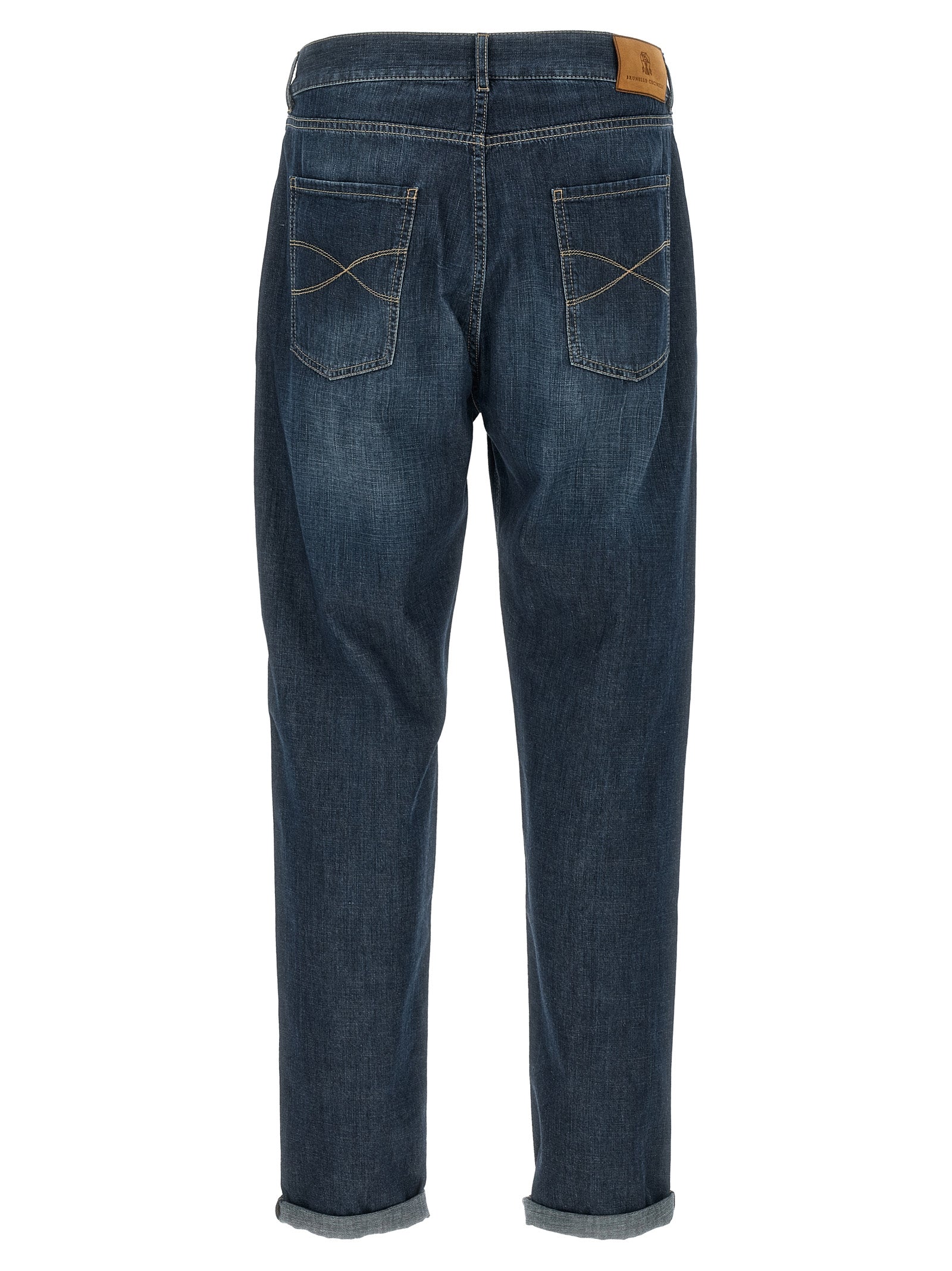 Brunello Cucinelli Blue Cotton Straight-Leg Jeans - Designer Couture