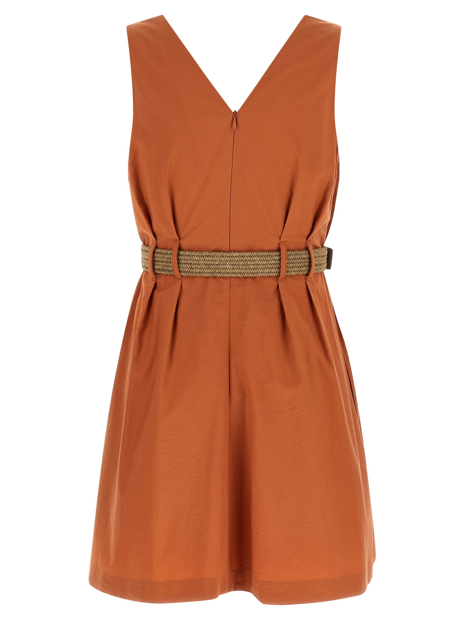 Brunello Cucinelli Orange Cotton Short Dress, Designer Couture