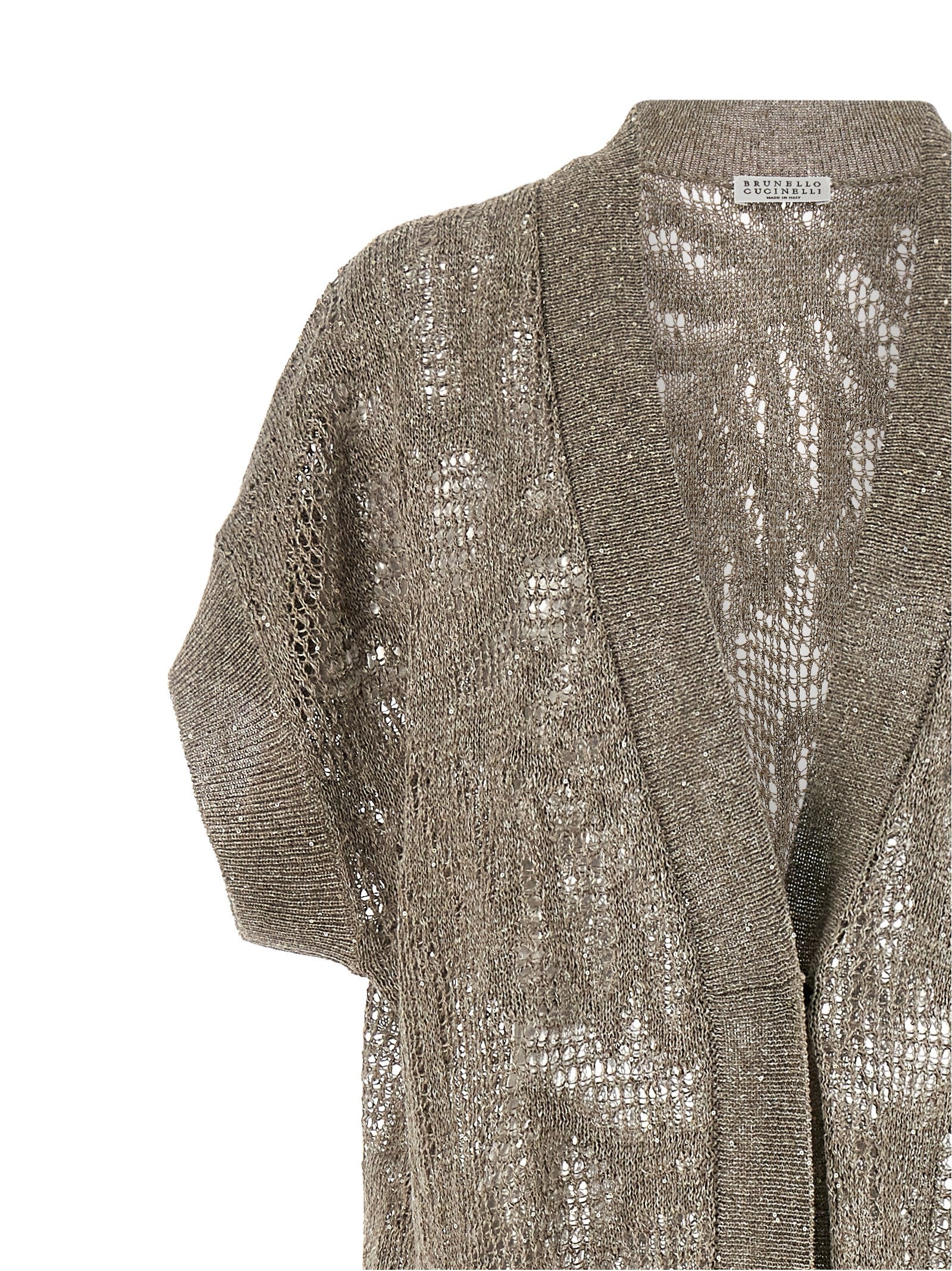 Brunello Cucinelli Brown Linen Cardigan - Artisanal Luxury Elegance