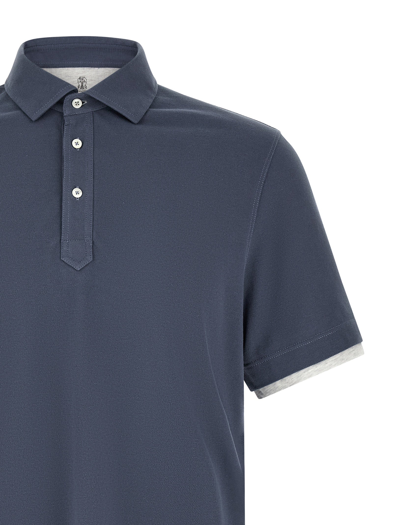 Brunello Cucinelli Blue Cotton Polo Shirt - Artisanal Luxury Couture
