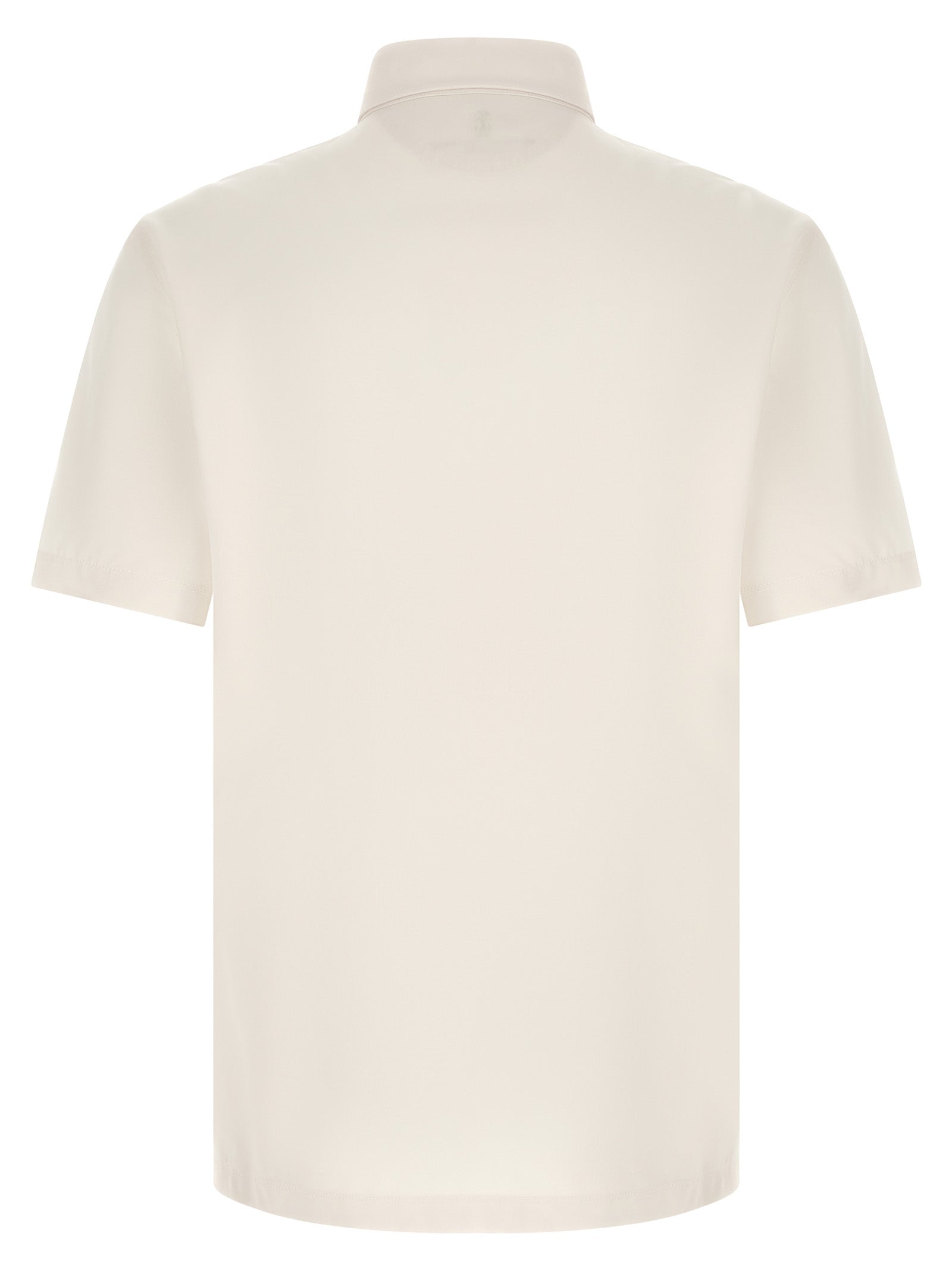 Brunello Cucinelli White Virgin Wool Polo Shirt - Artisanal Luxury