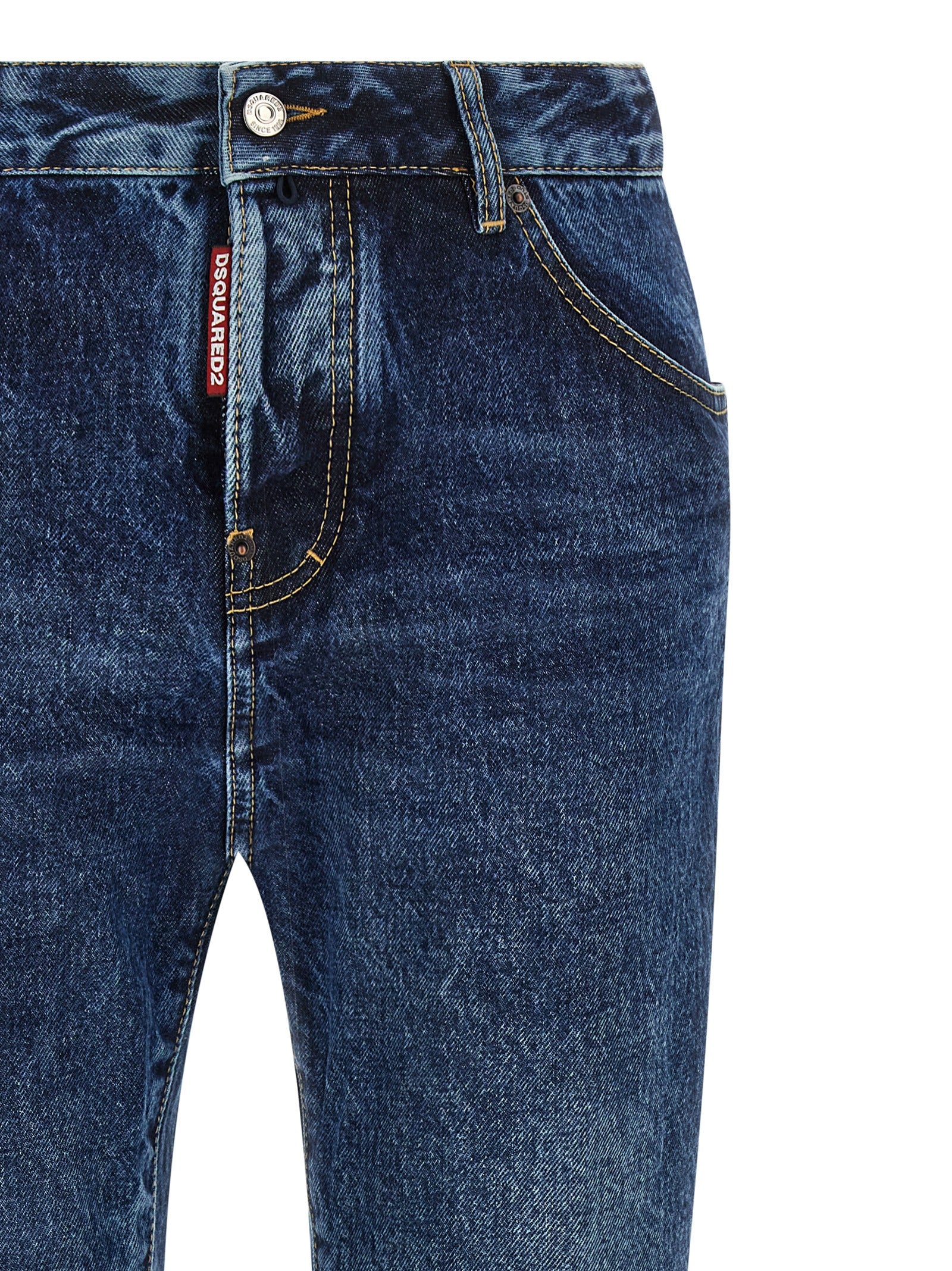 Dsquared² Blue Cotton Straight-Leg Jeans | Designer Couture Elegance