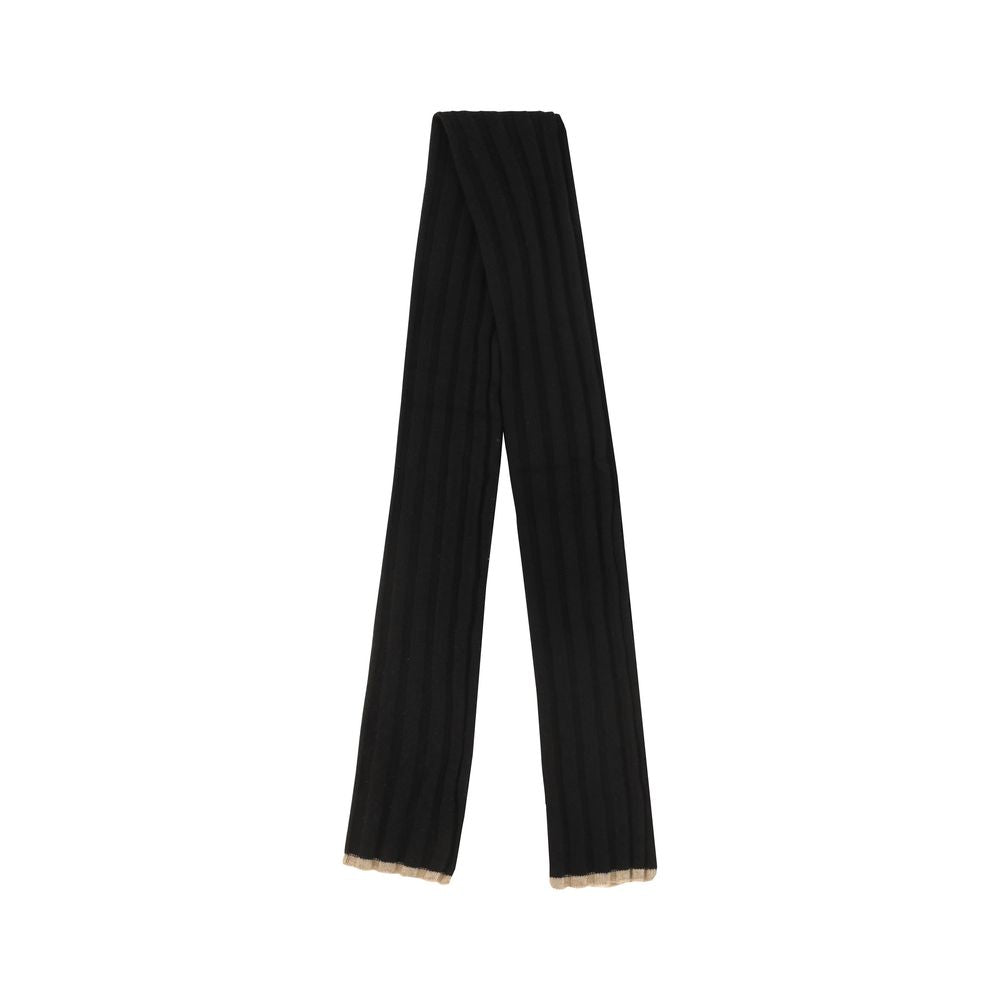 Brunello Cucinelli Black Cashmere Scarf - Artisanal Luxury Accessory